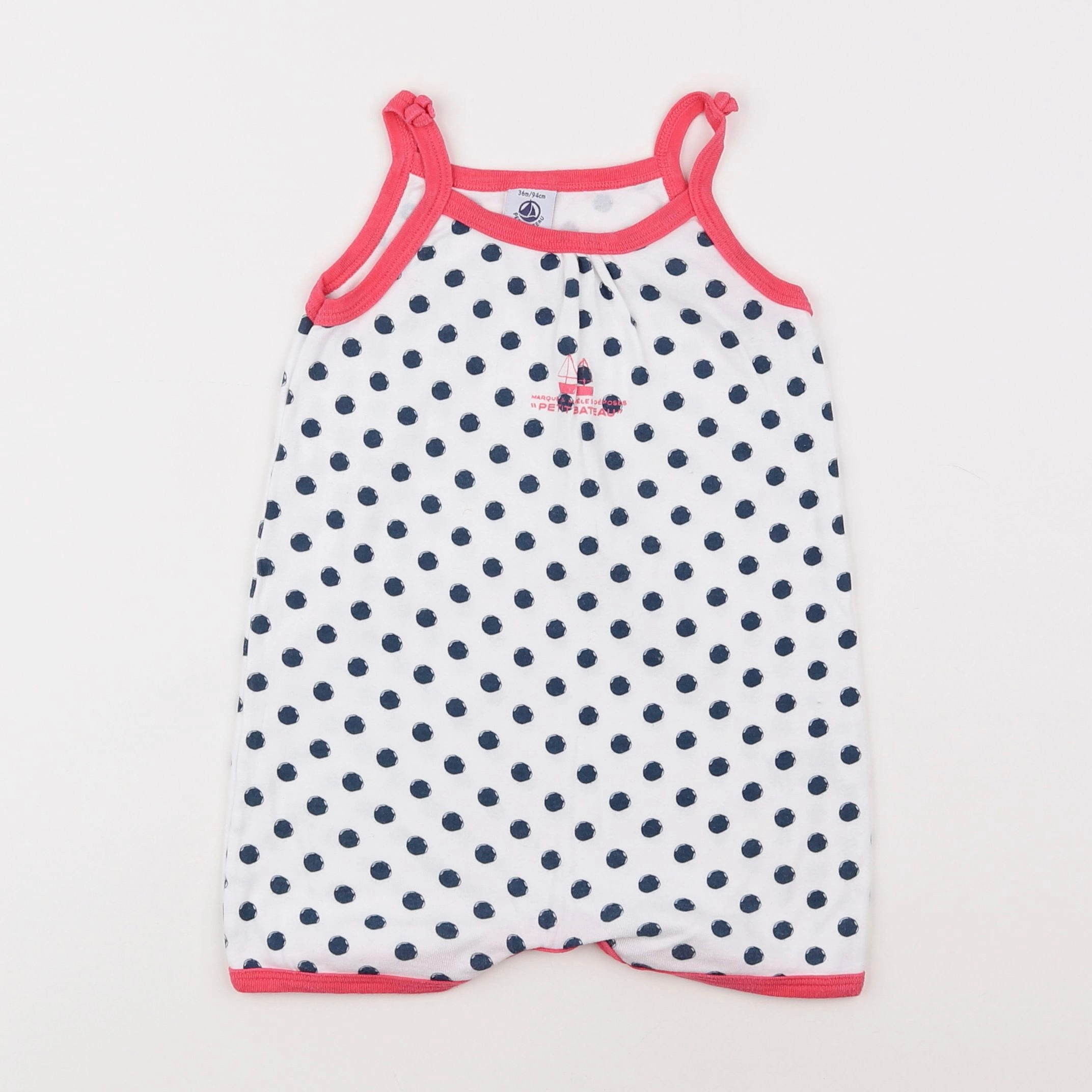 Petit Bateau - pyjama coton blanc, bleu - 3 ans