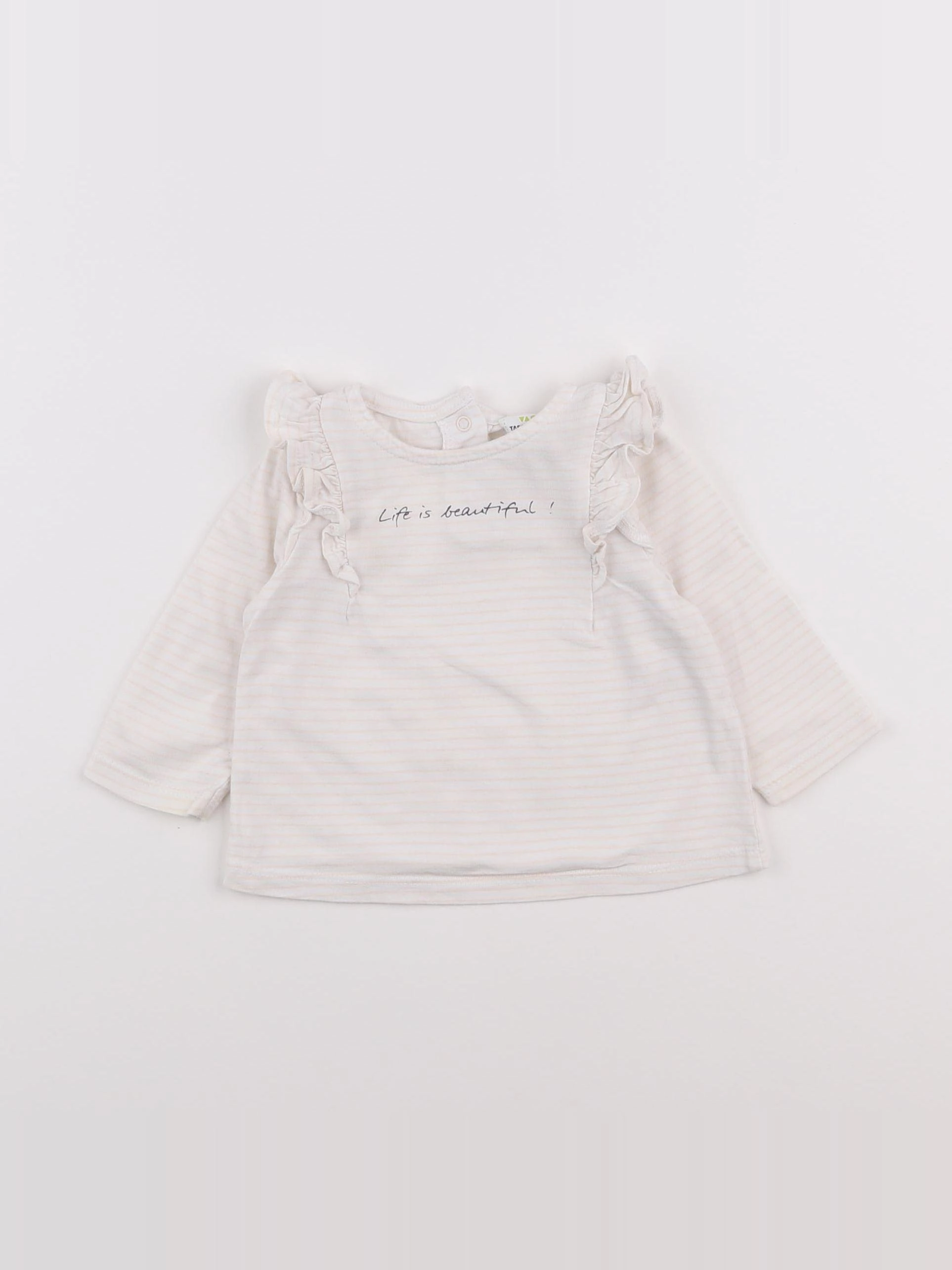Tape à l'oeil - tee-shirt blanc, rose - 6 mois