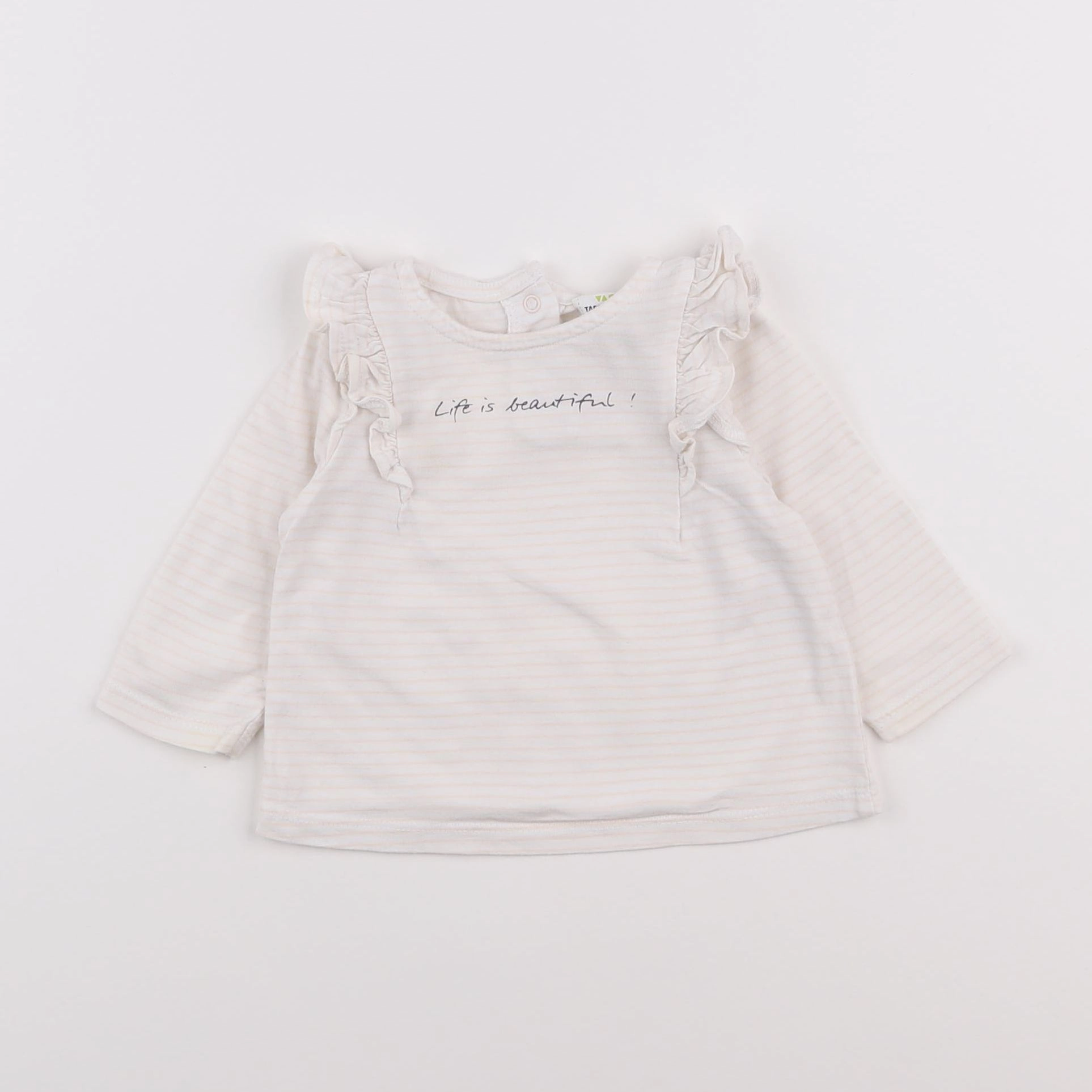 Tape à l'oeil - tee-shirt blanc, rose - 6 mois