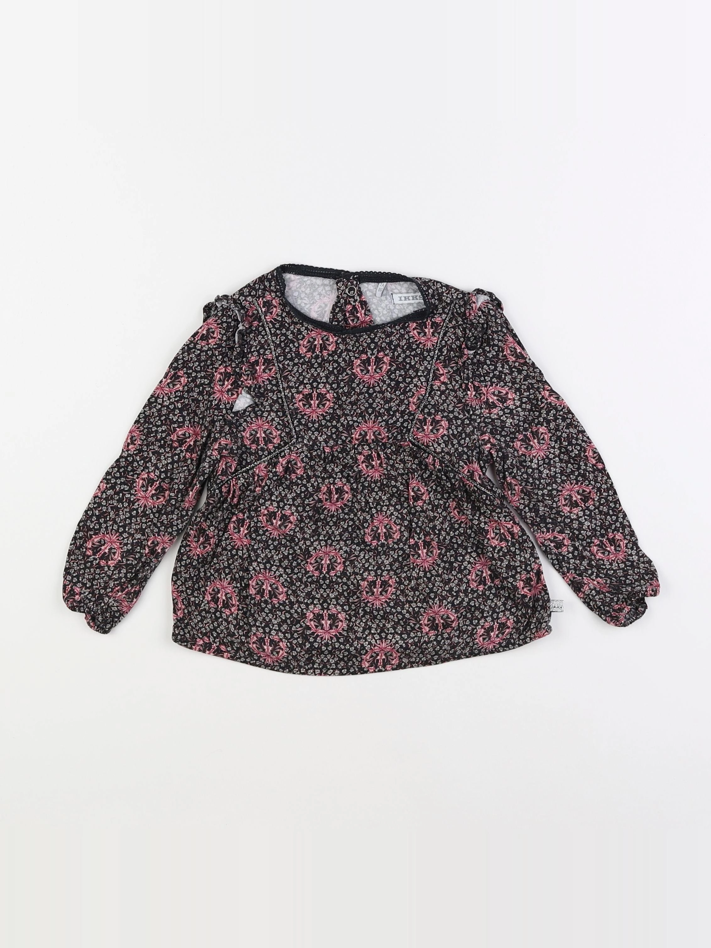 IKKS - blouse noir, rose - 2 ans