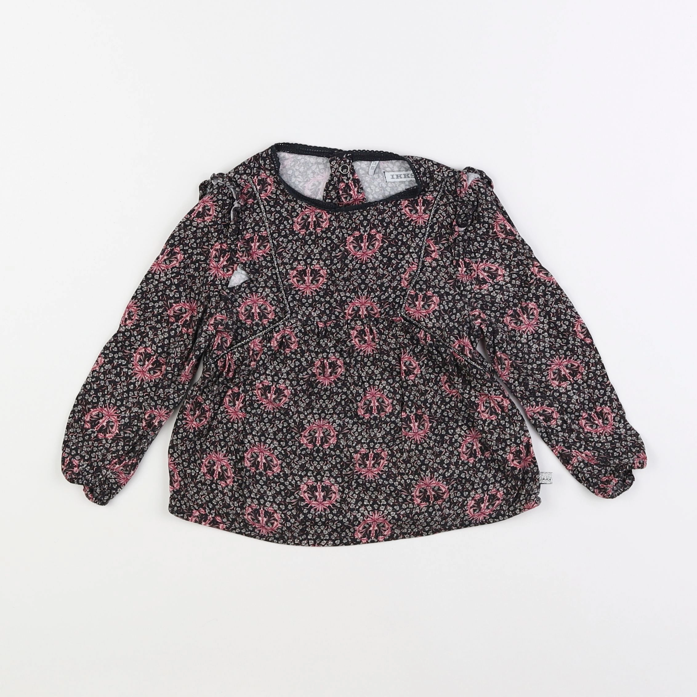 IKKS - blouse noir, rose - 2 ans