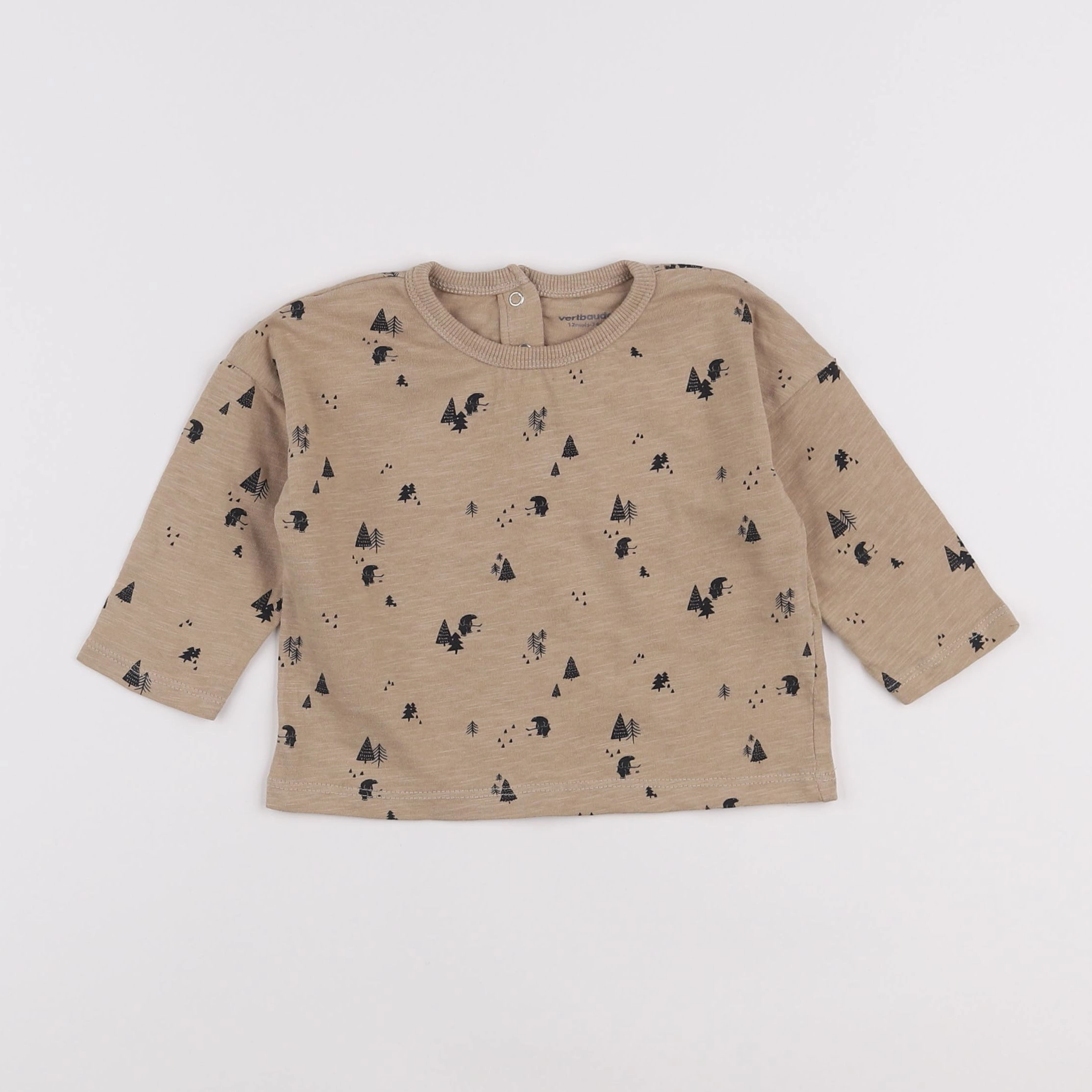 Vertbaudet - tee-shirt marron - 12 mois