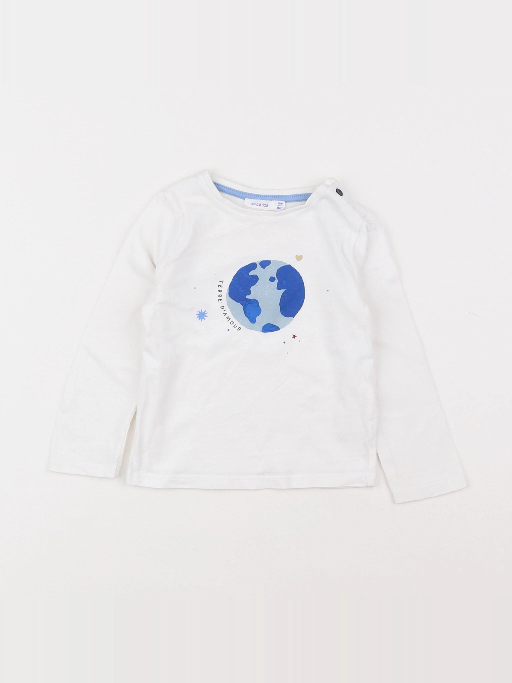 Absorba - tee-shirt blanc, bleu - 18 mois