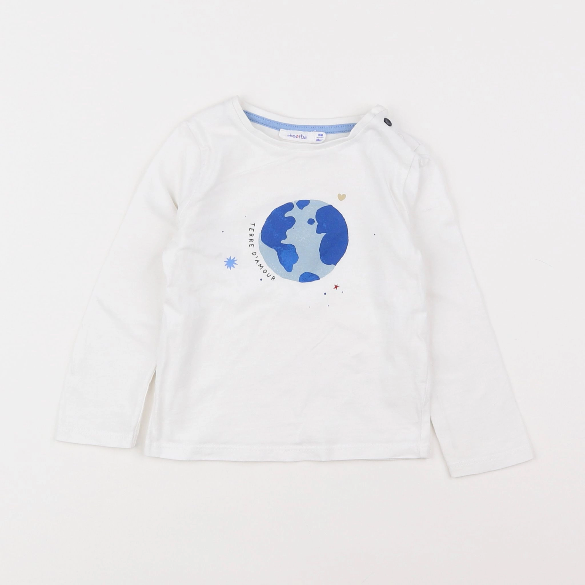 Absorba - tee-shirt blanc, bleu - 18 mois