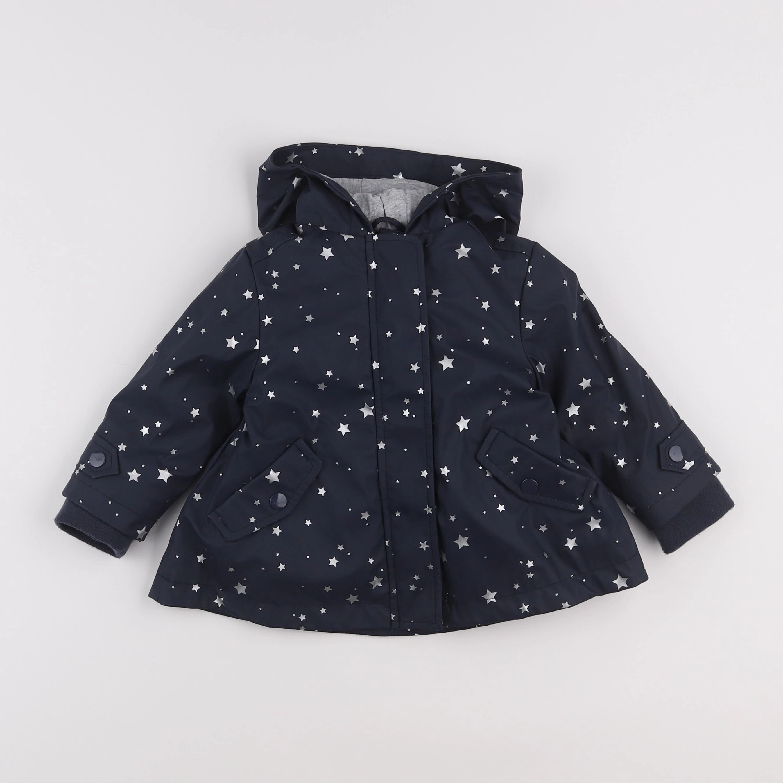 Vertbaudet - imperméable bleu, argent - 2 ans