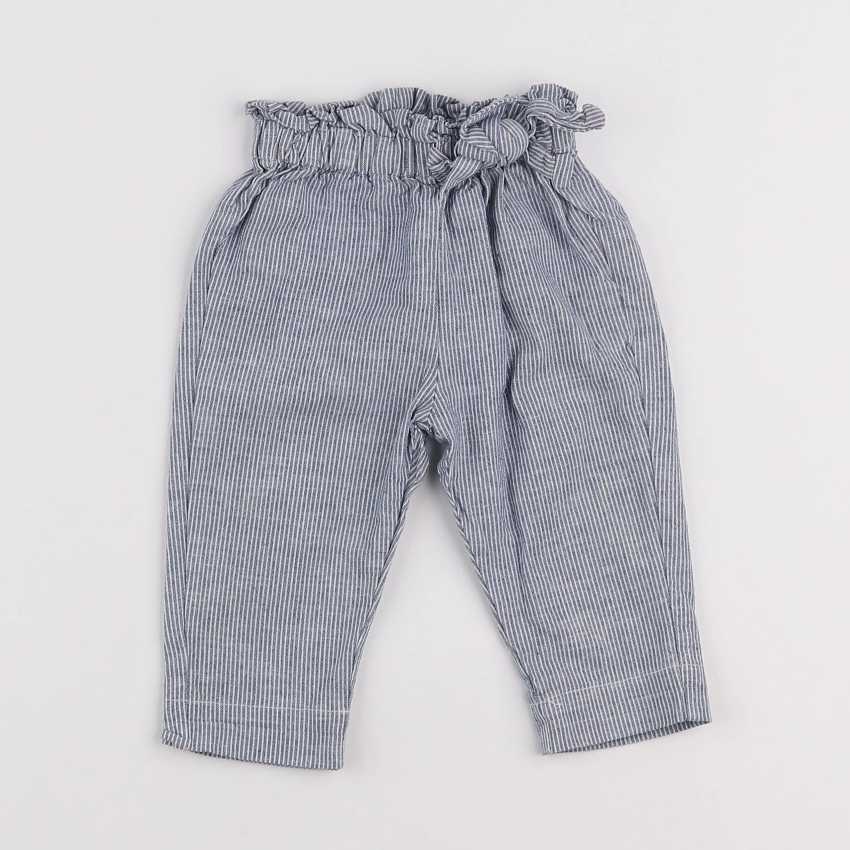 Vertbaudet - pantalon bleu, blanc - 6 mois