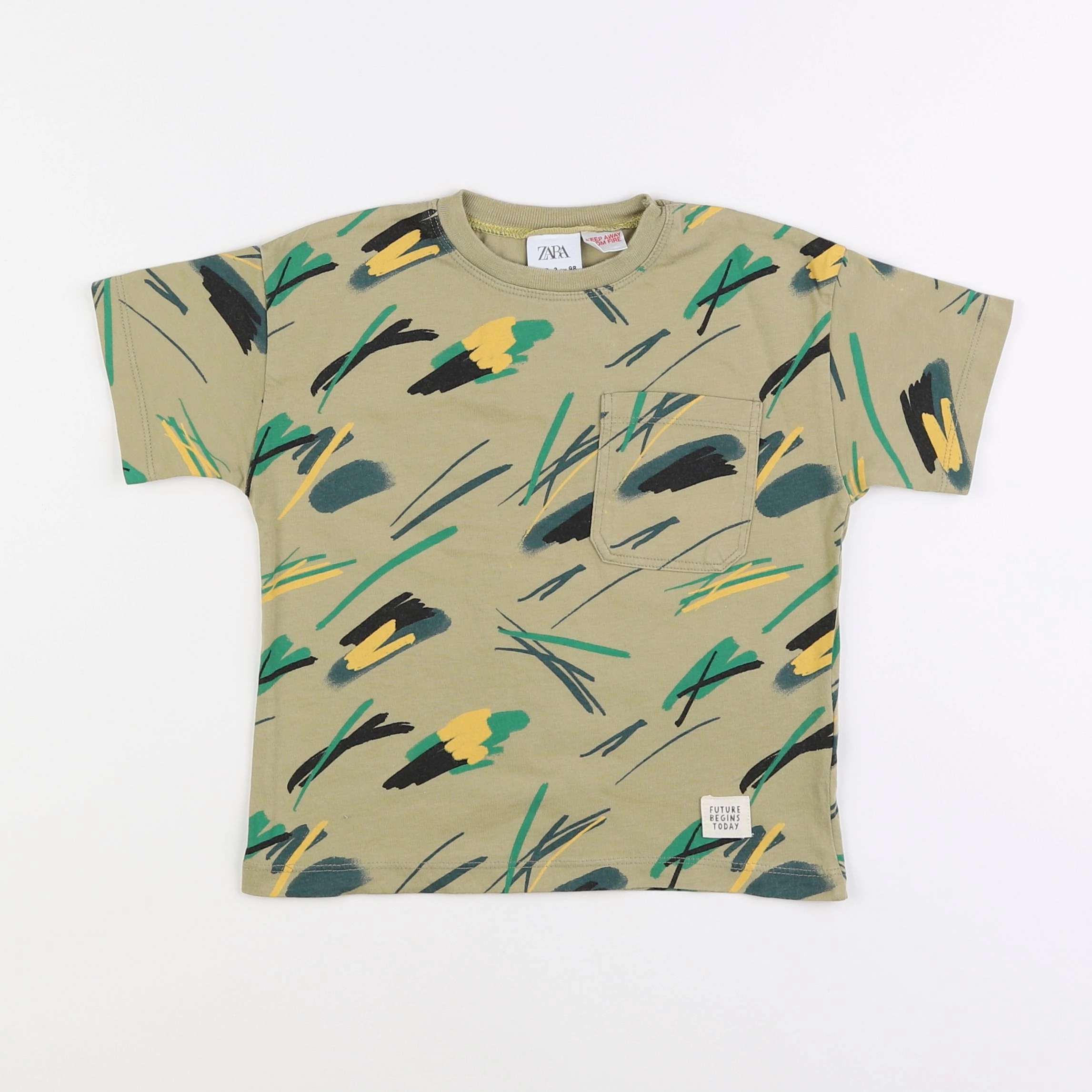 Zara - tee-shirt vert - 2/3 ans