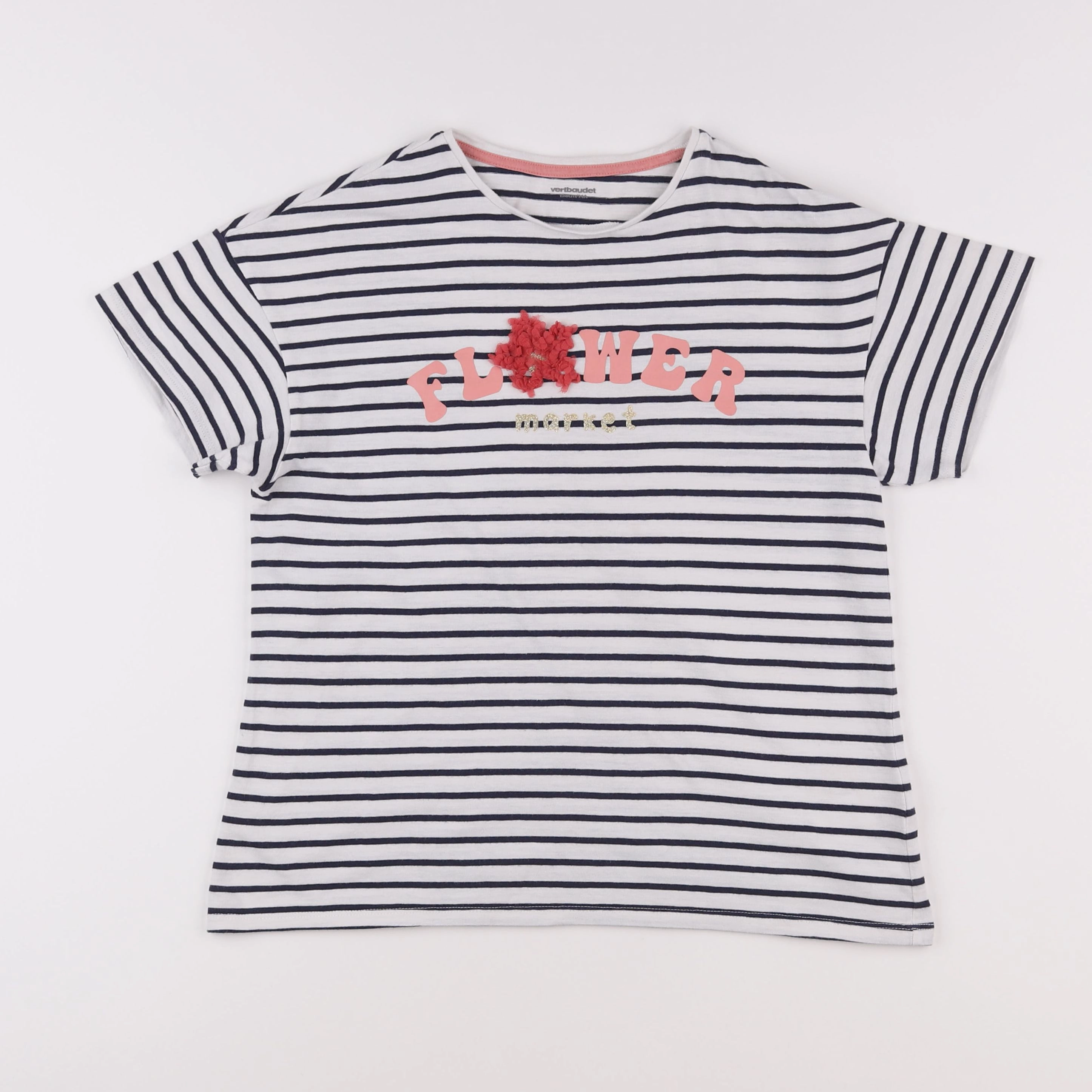 Vertbaudet - tee-shirt bleu, blanc - 14 ans