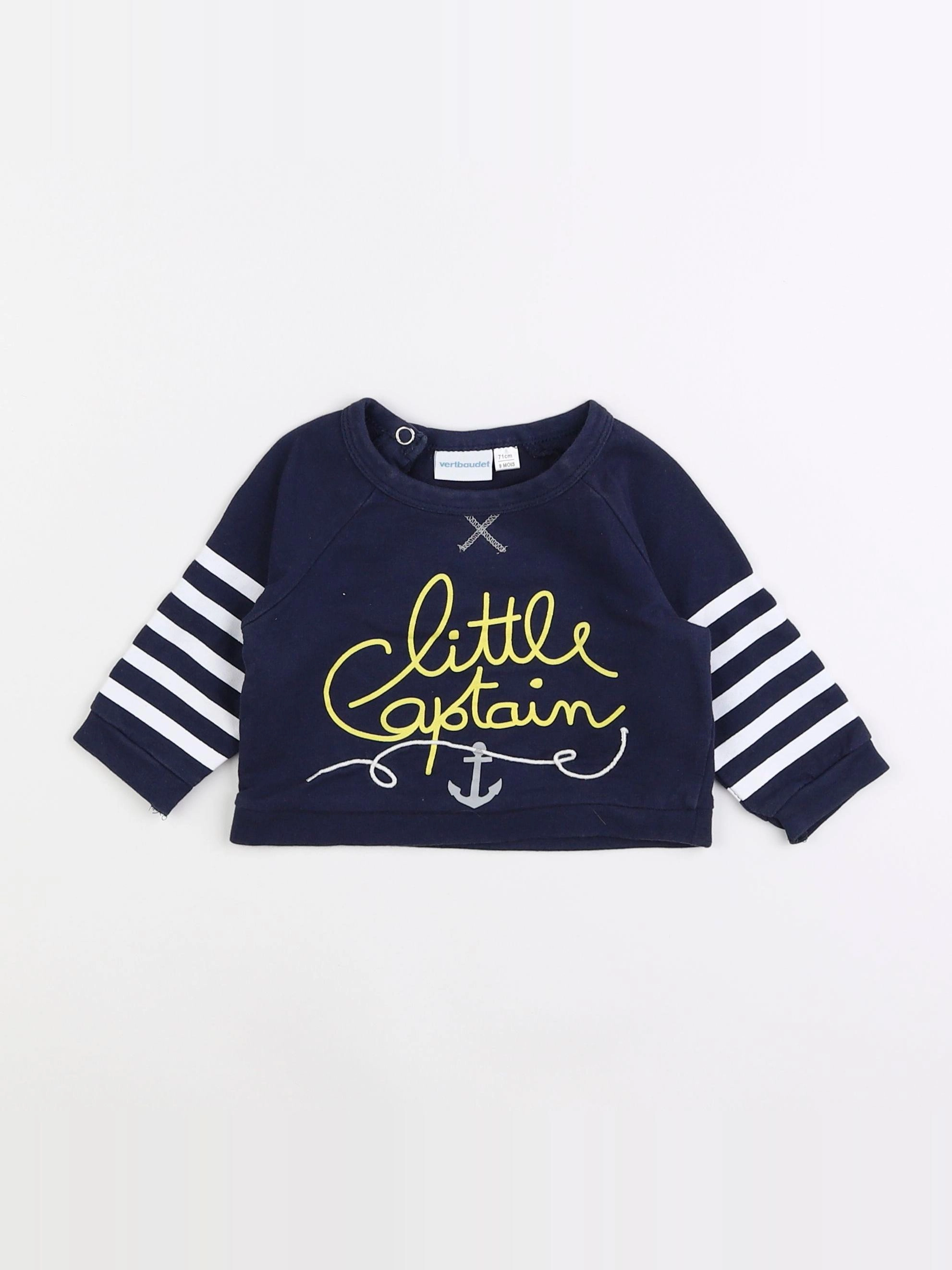 Vertbaudet - sweat bleu - 9 mois