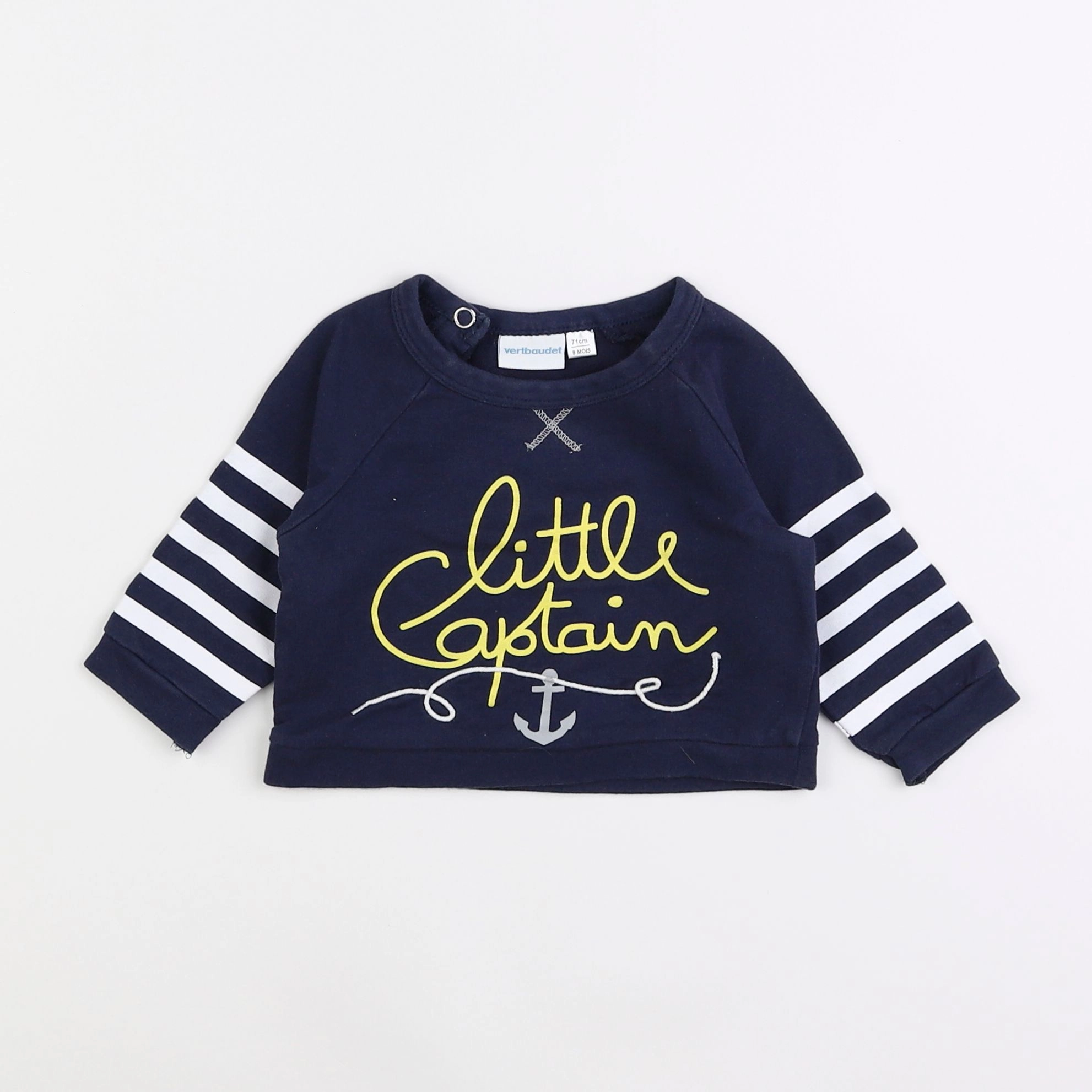 Vertbaudet - sweat bleu - 9 mois