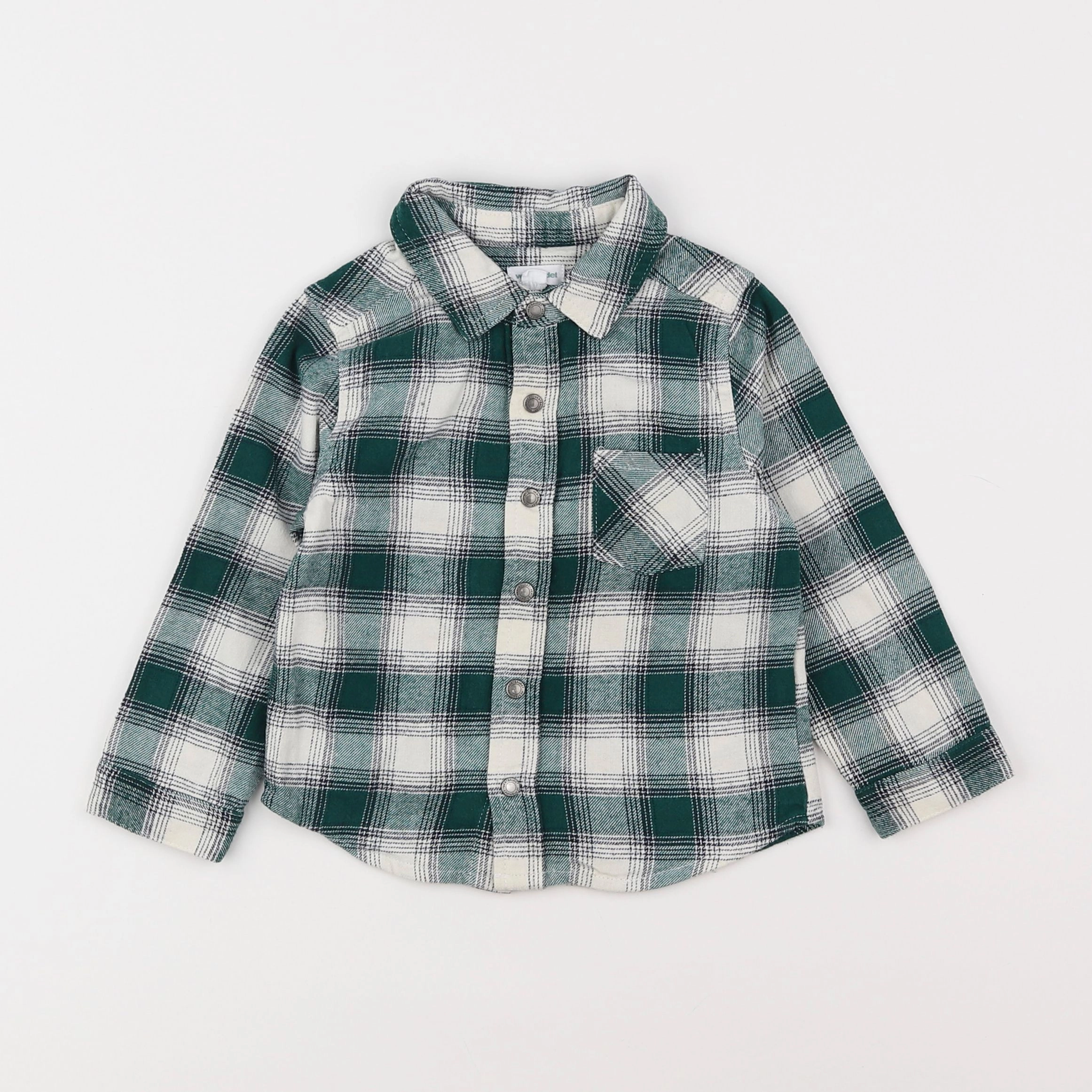 Vertbaudet - chemise blanc, vert - 2 ans