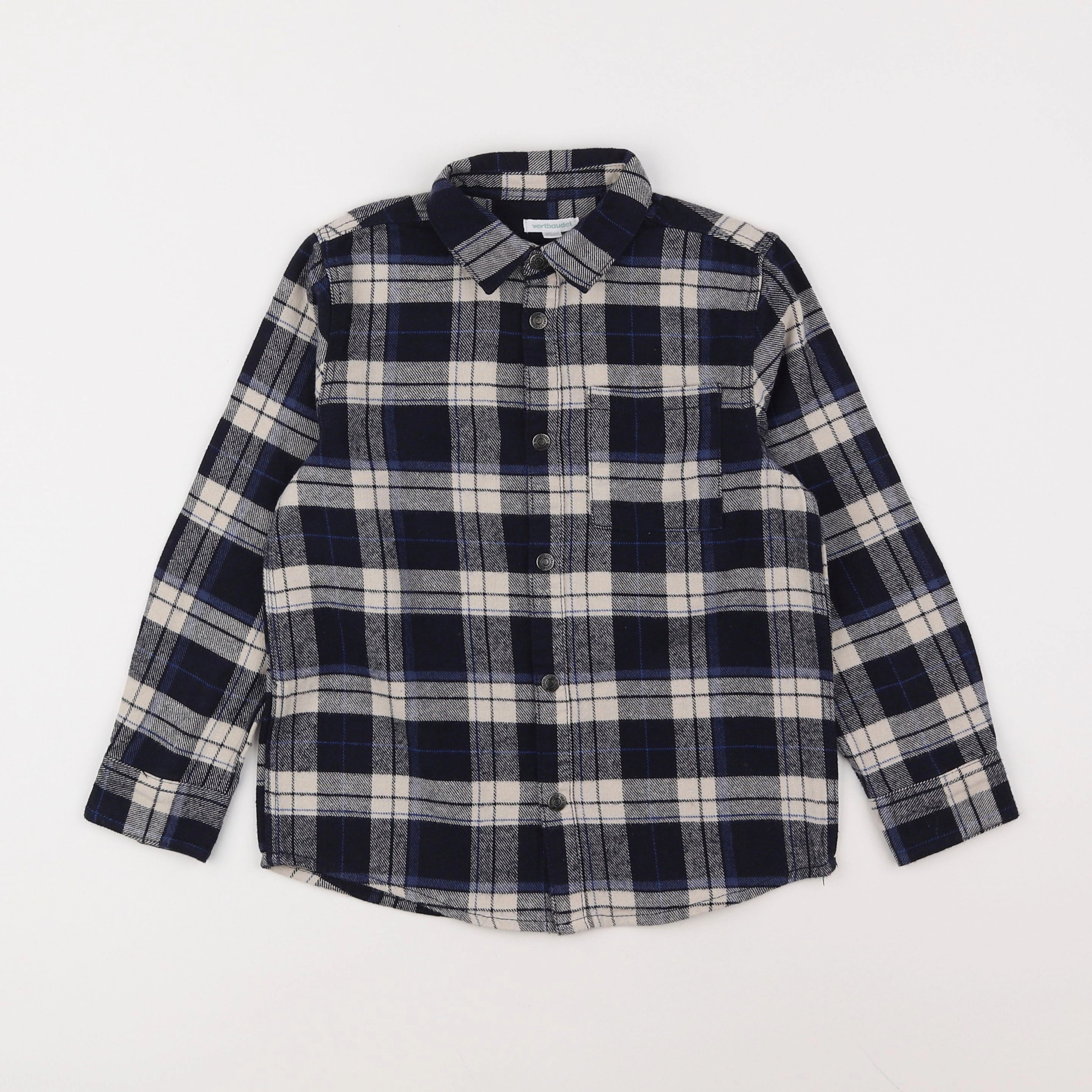 Vertbaudet - chemise blanc, bleu - 8 ans