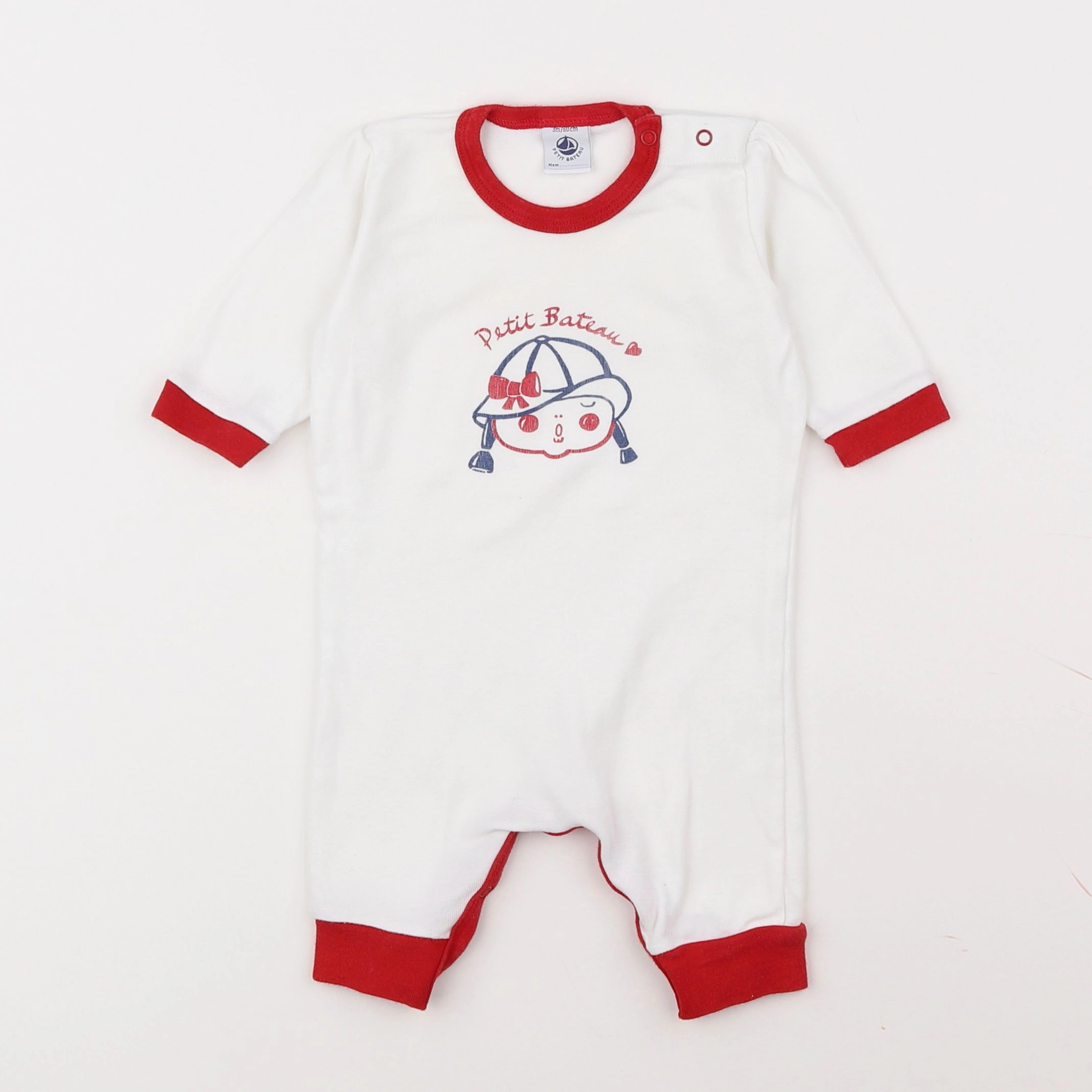 Petit Bateau - pyjama coton blanc - 3 mois