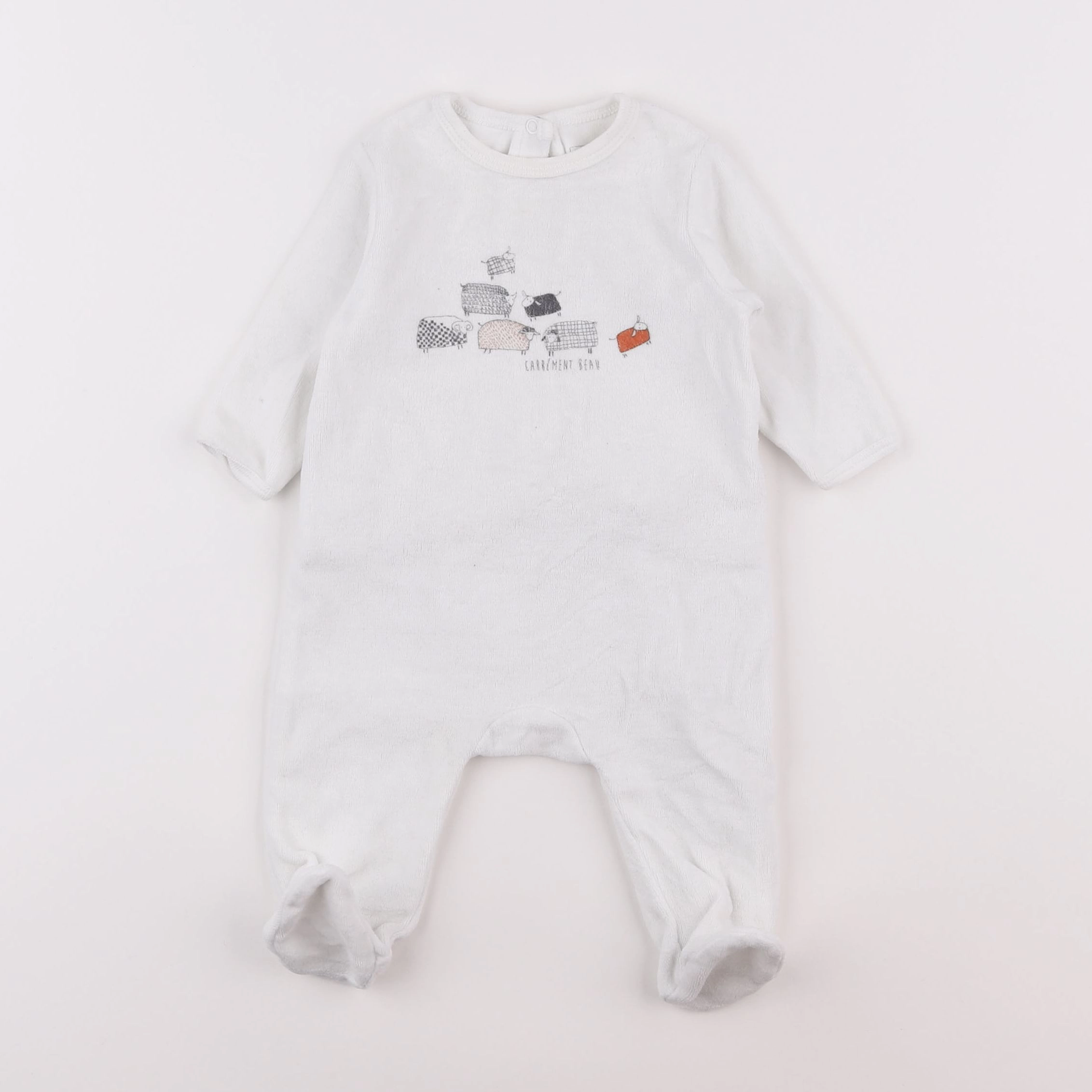 Carrément Beau - pyjama velours blanc - 3 mois