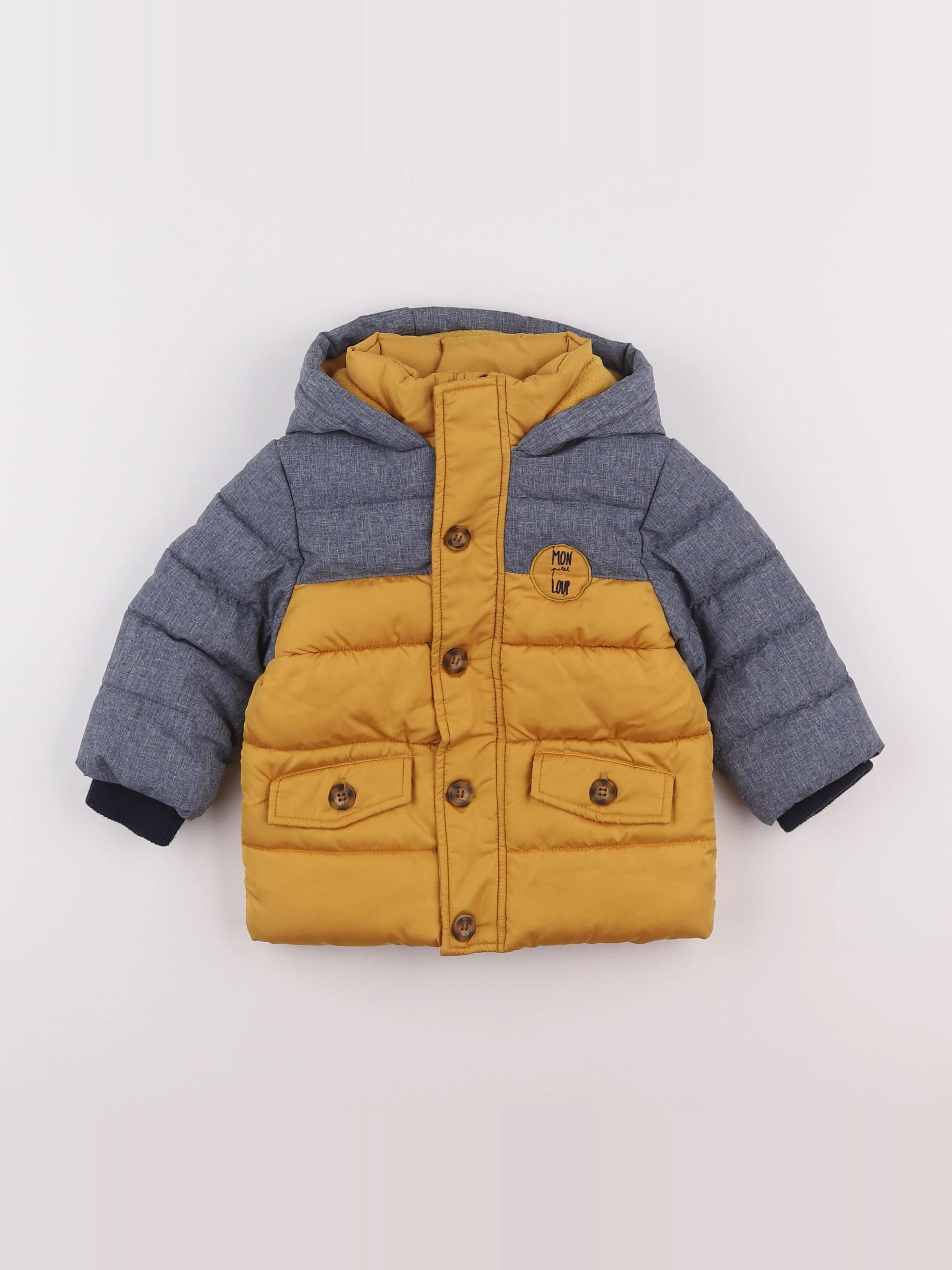 Cadet Rousselle - doudoune jaune, gris - 6 mois