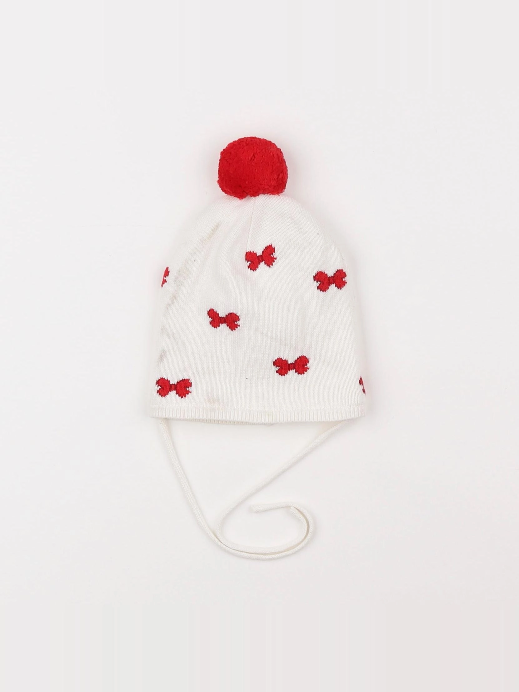 Jacadi - bonnet blanc, rouge - 12 mois