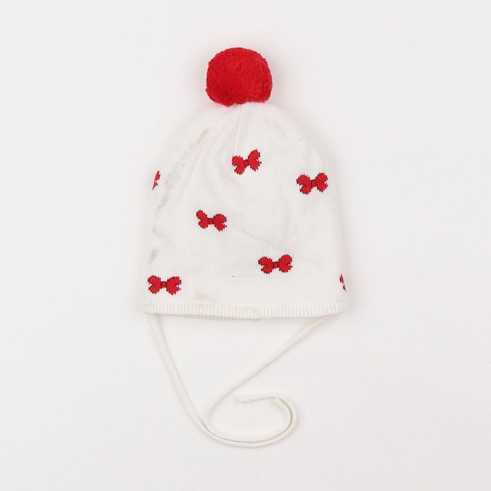 Jacadi - bonnet blanc, rouge - 12 mois