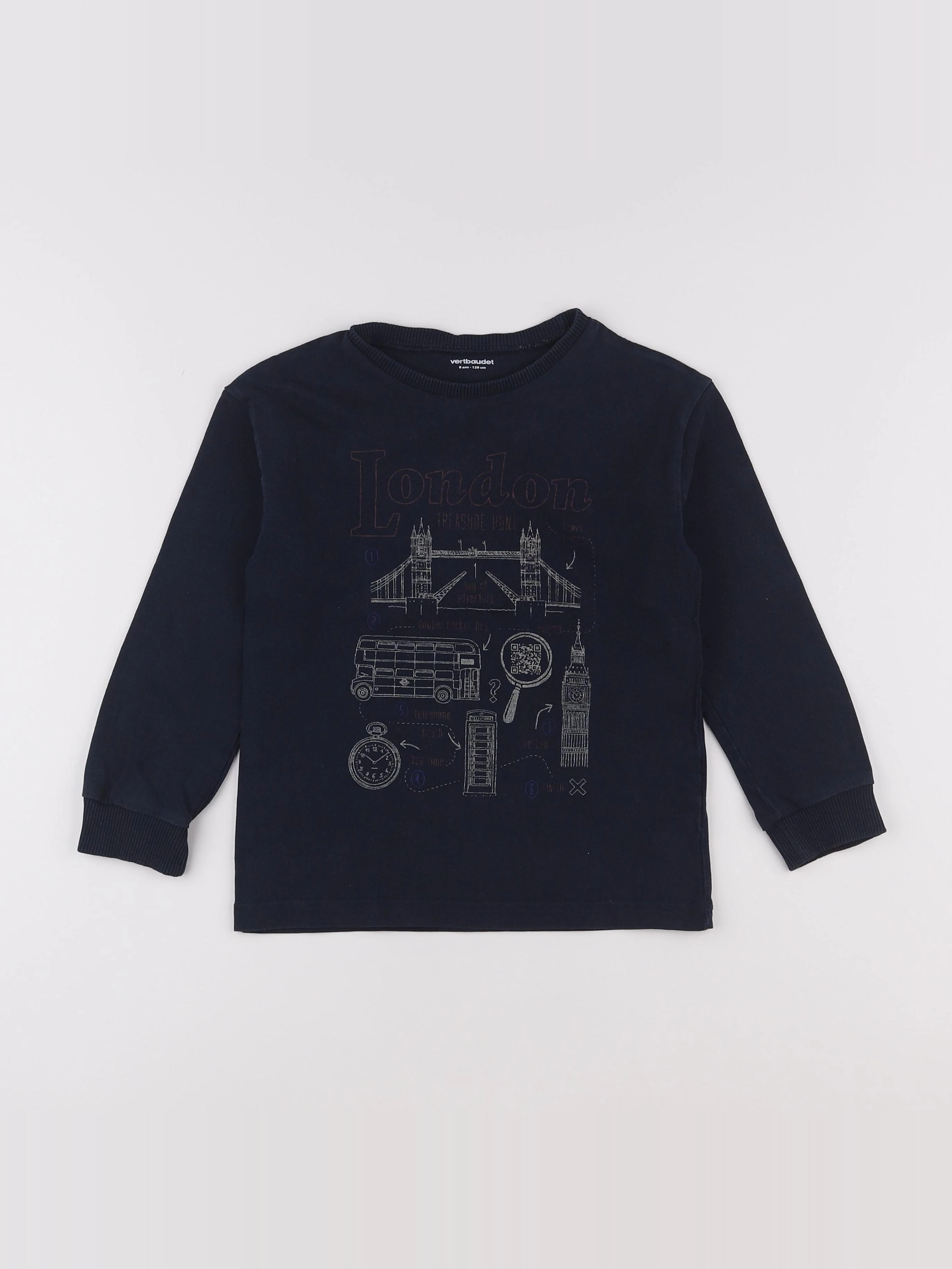 Vertbaudet - sweat bleu - 8 ans
