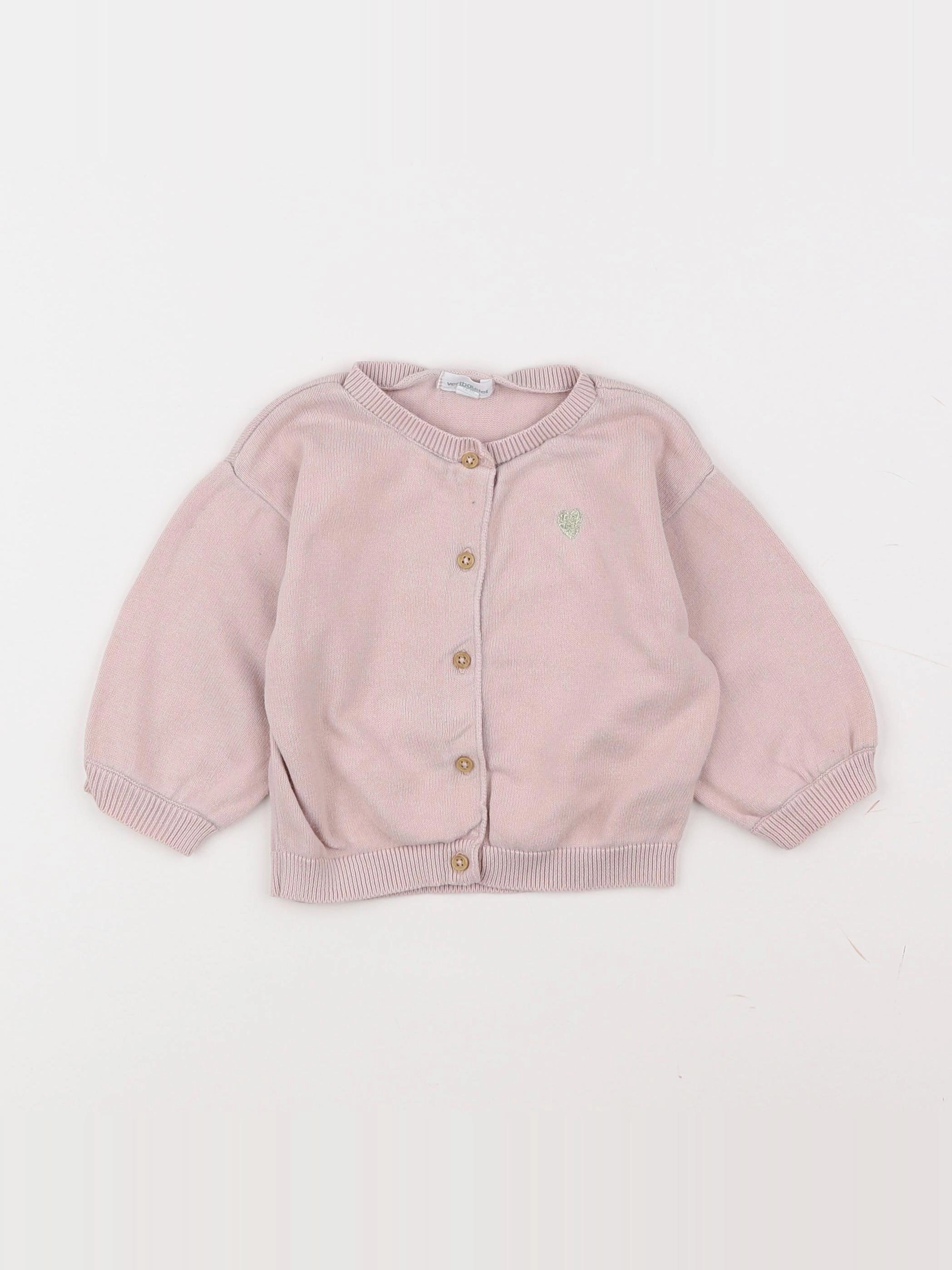 Vertbaudet - gilet rose - 12 mois