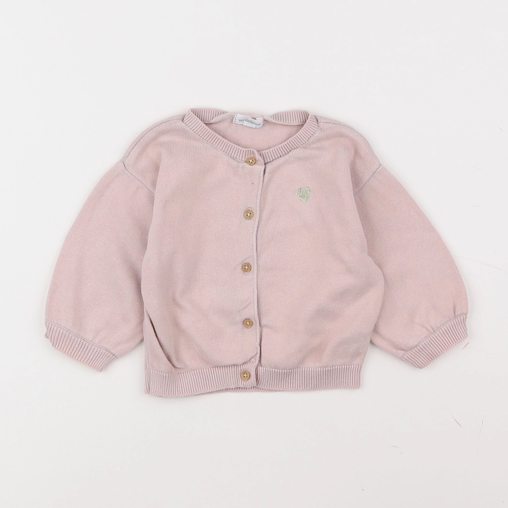 Vertbaudet - gilet rose - 12 mois