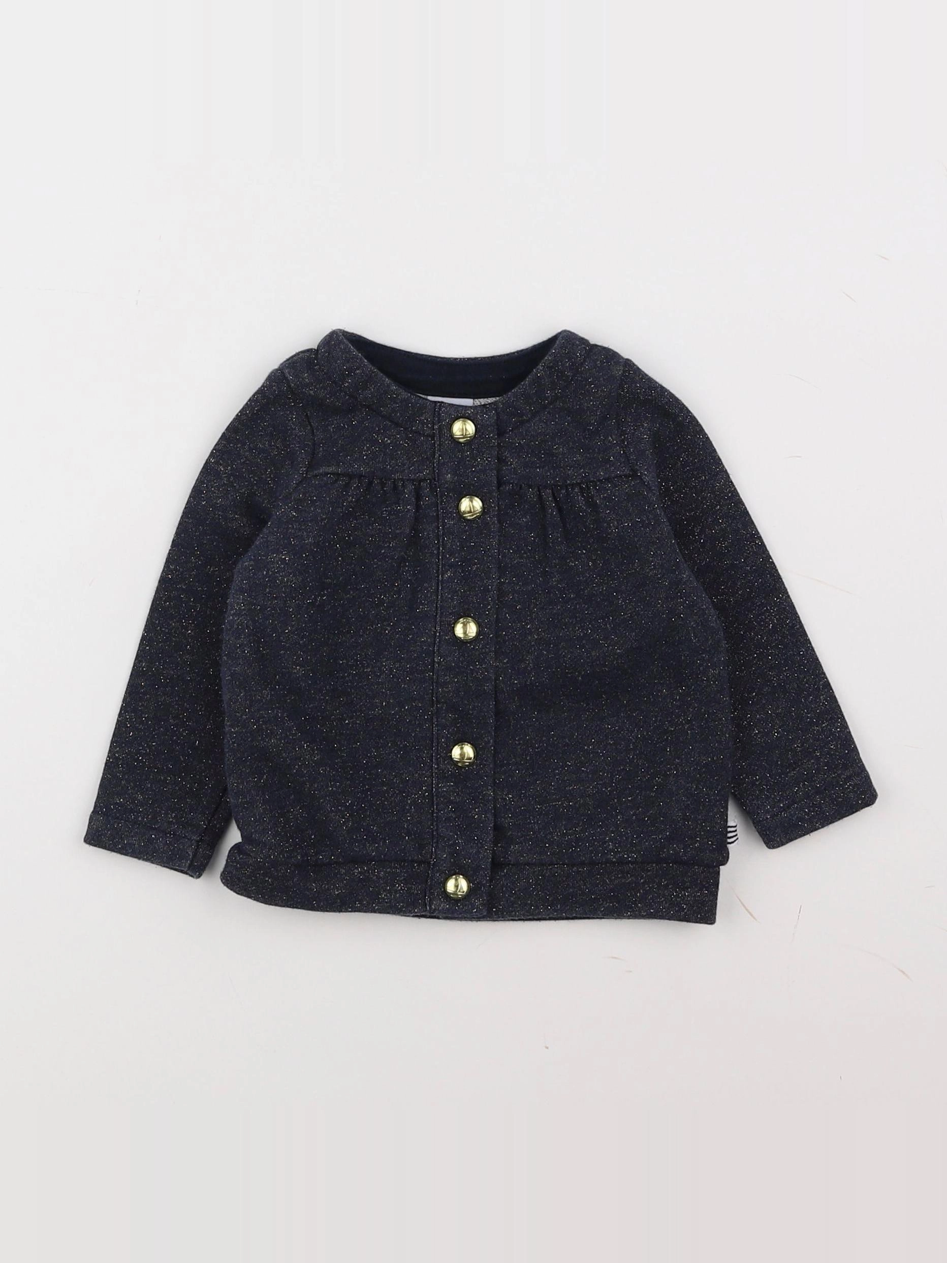 Petit Bateau - sweat bleu, or - 12 mois