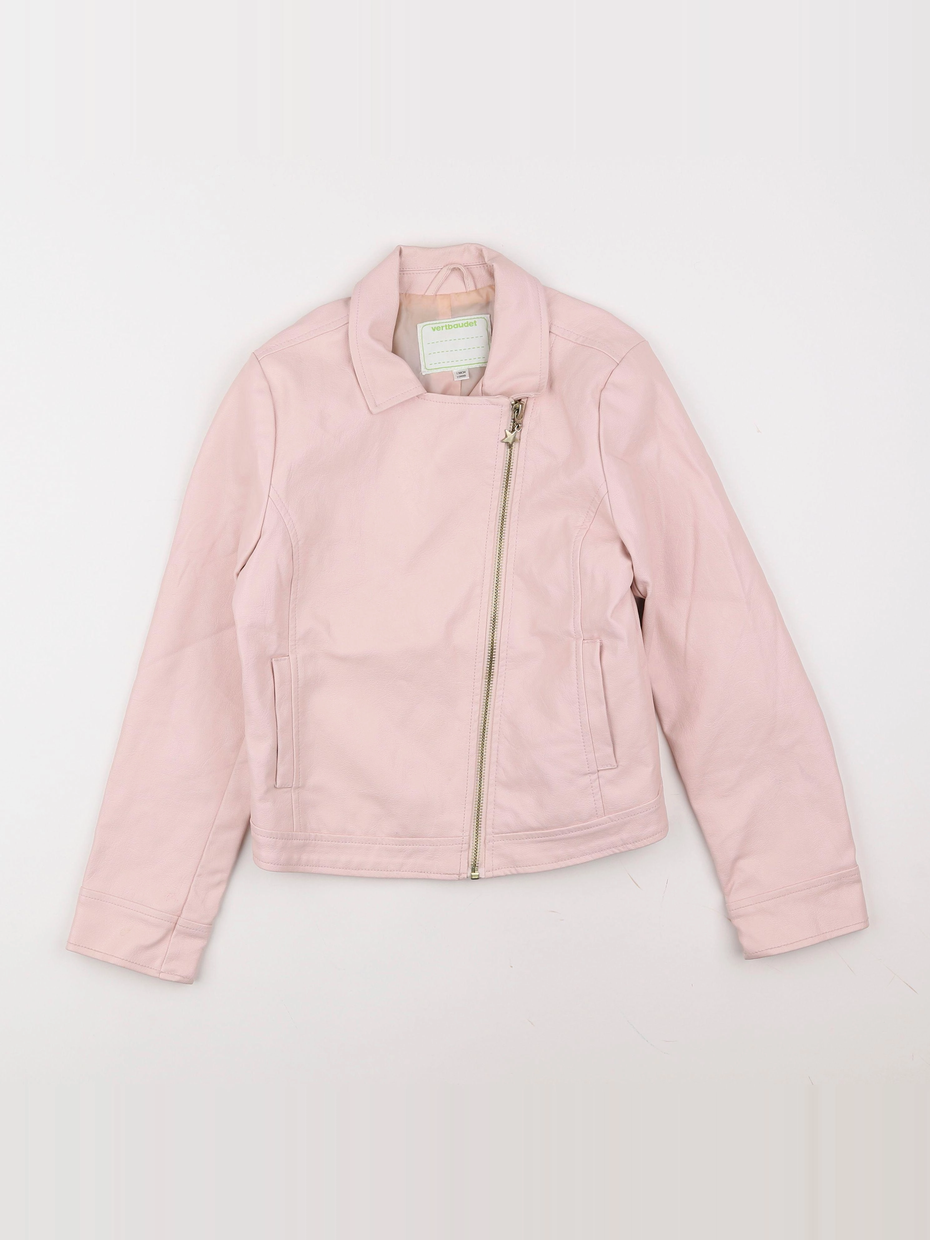 Vertbaudet - veste simili cuir rose - 10 ans