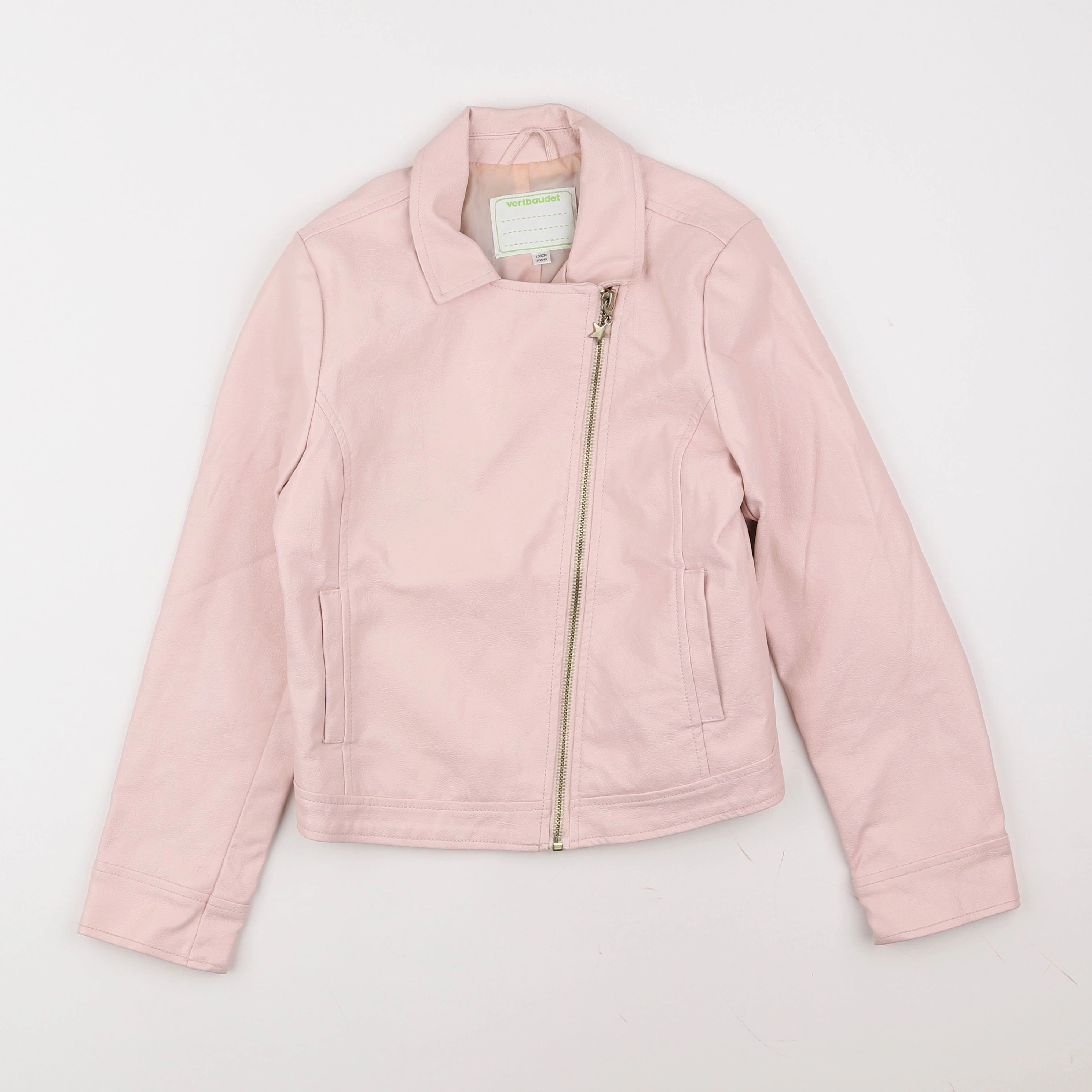 Vertbaudet - veste simili cuir rose - 10 ans