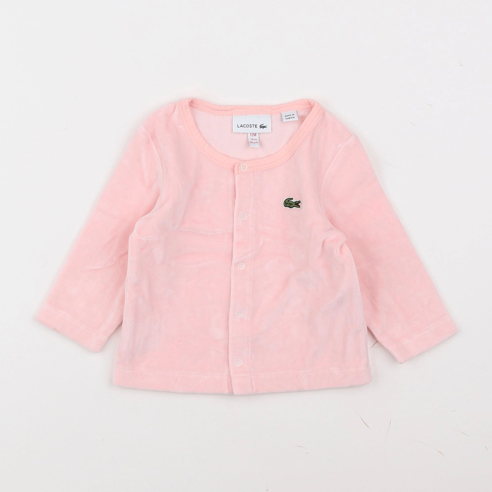 Lacoste - sweat velours rose - 12 mois