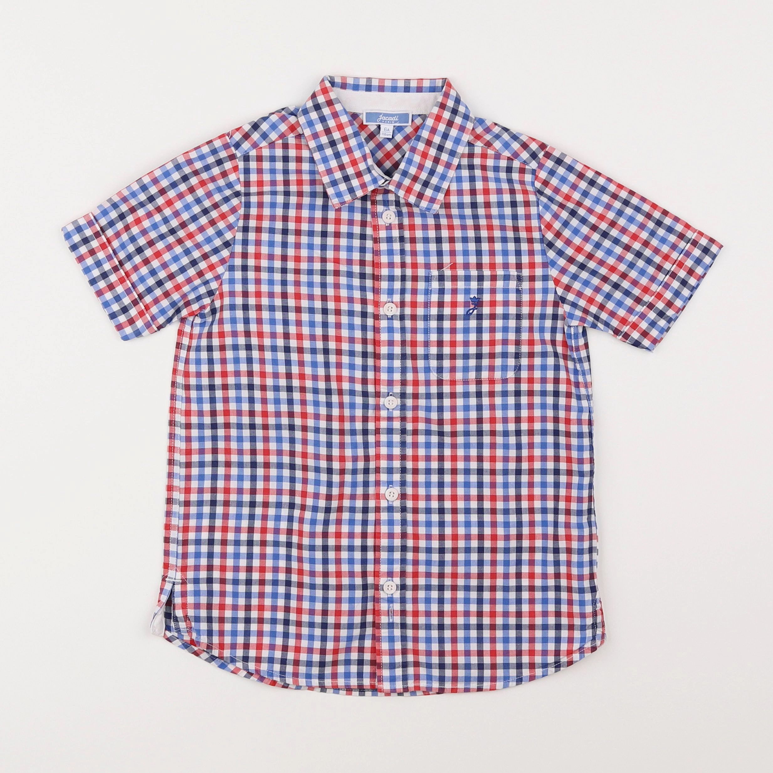 Jacadi - chemise bleu, rouge - 6 ans