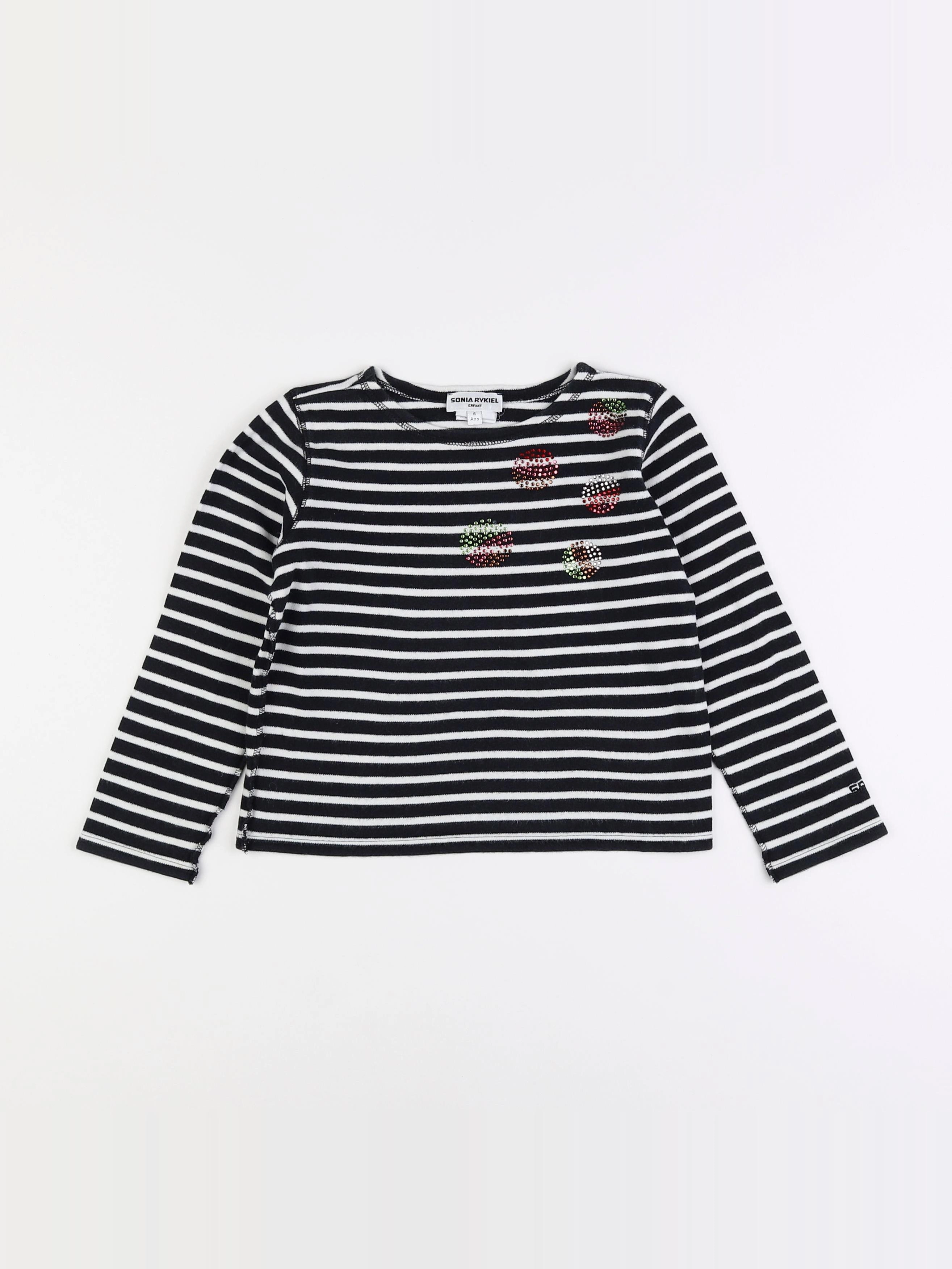 Sonia Rykiel - tee-shirt bleu, blanc - 6 ans