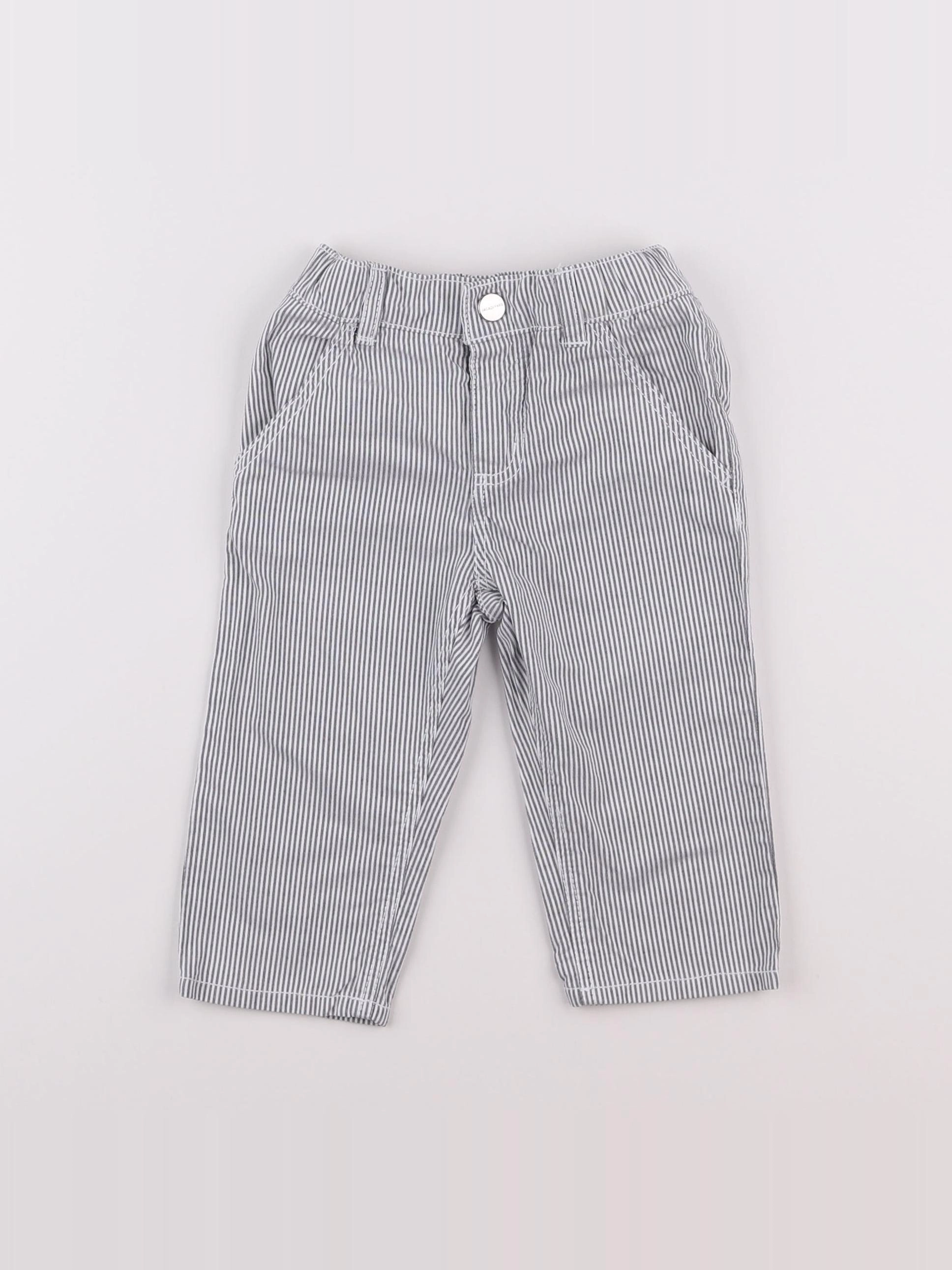 Jacadi - pantalon blanc, gris - 12 mois