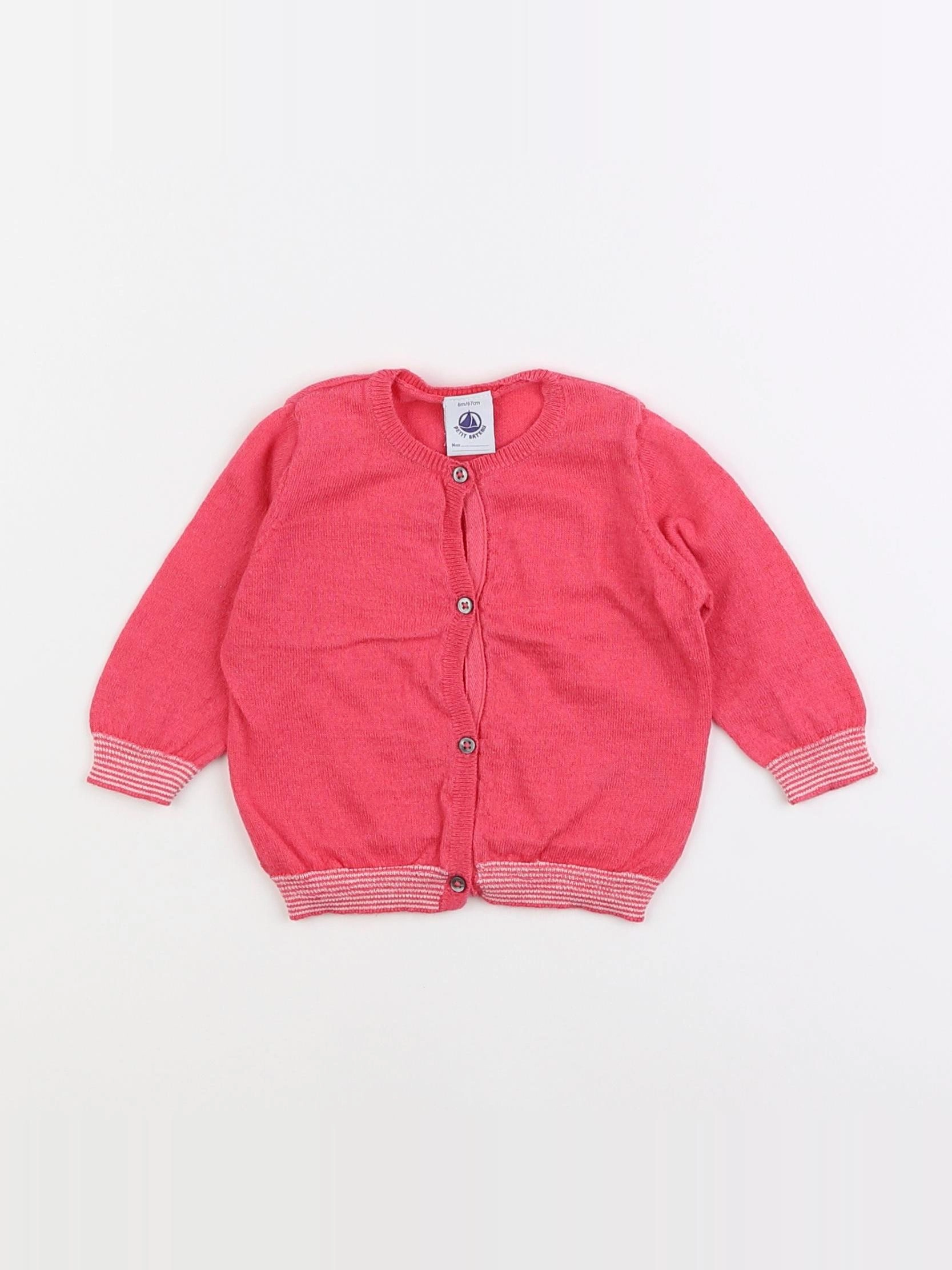 Petit Bateau - gilet rose - 6 mois