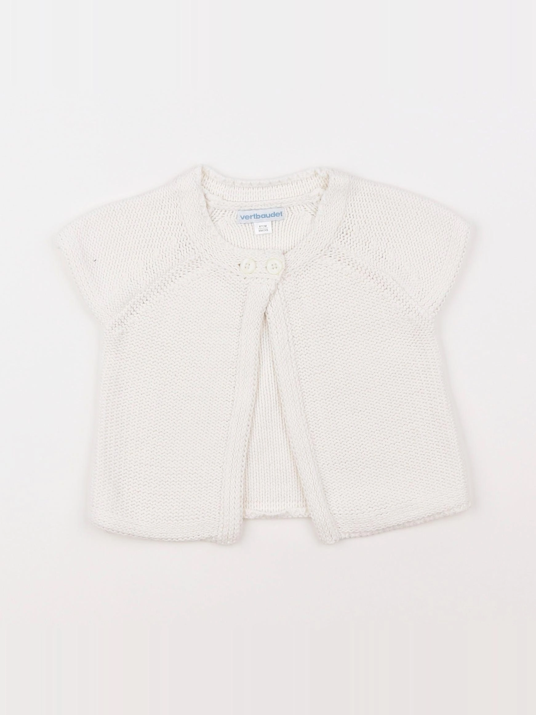 Vertbaudet - gilet blanc - 6 mois