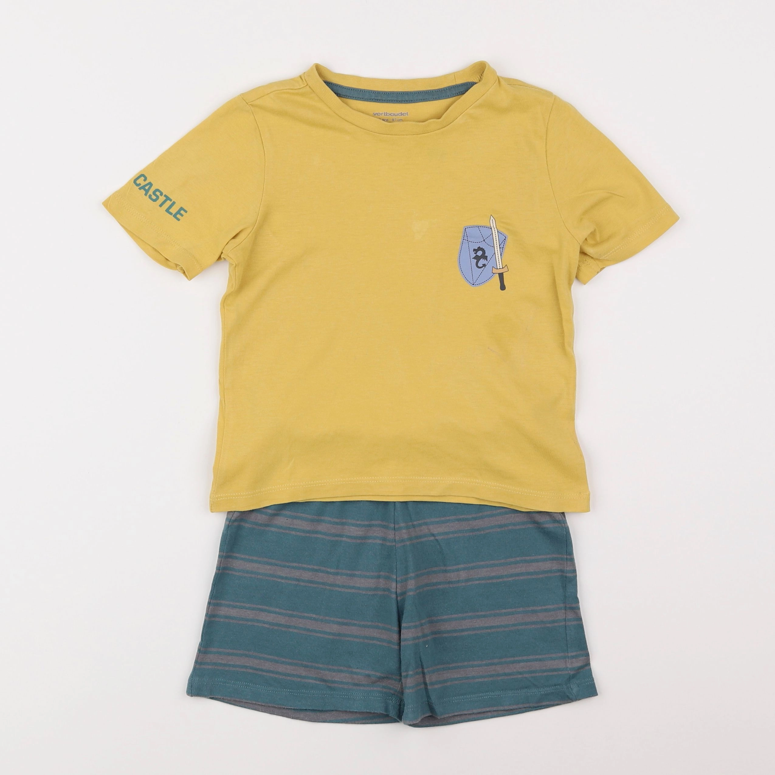 Vertbaudet - pyjama coton jaune, vert - 3 ans