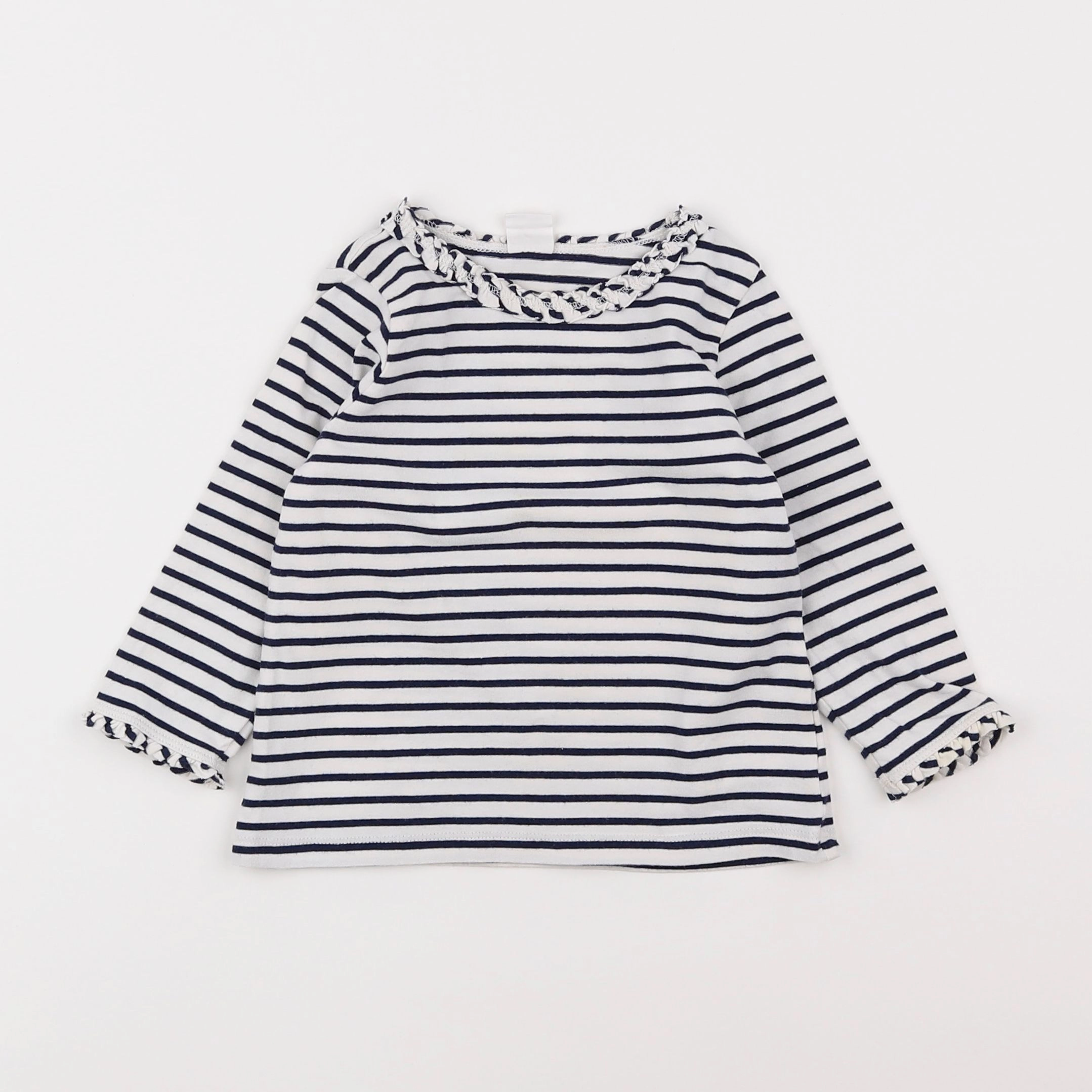H&M - tee-shirt blanc, bleu - 9/12 mois