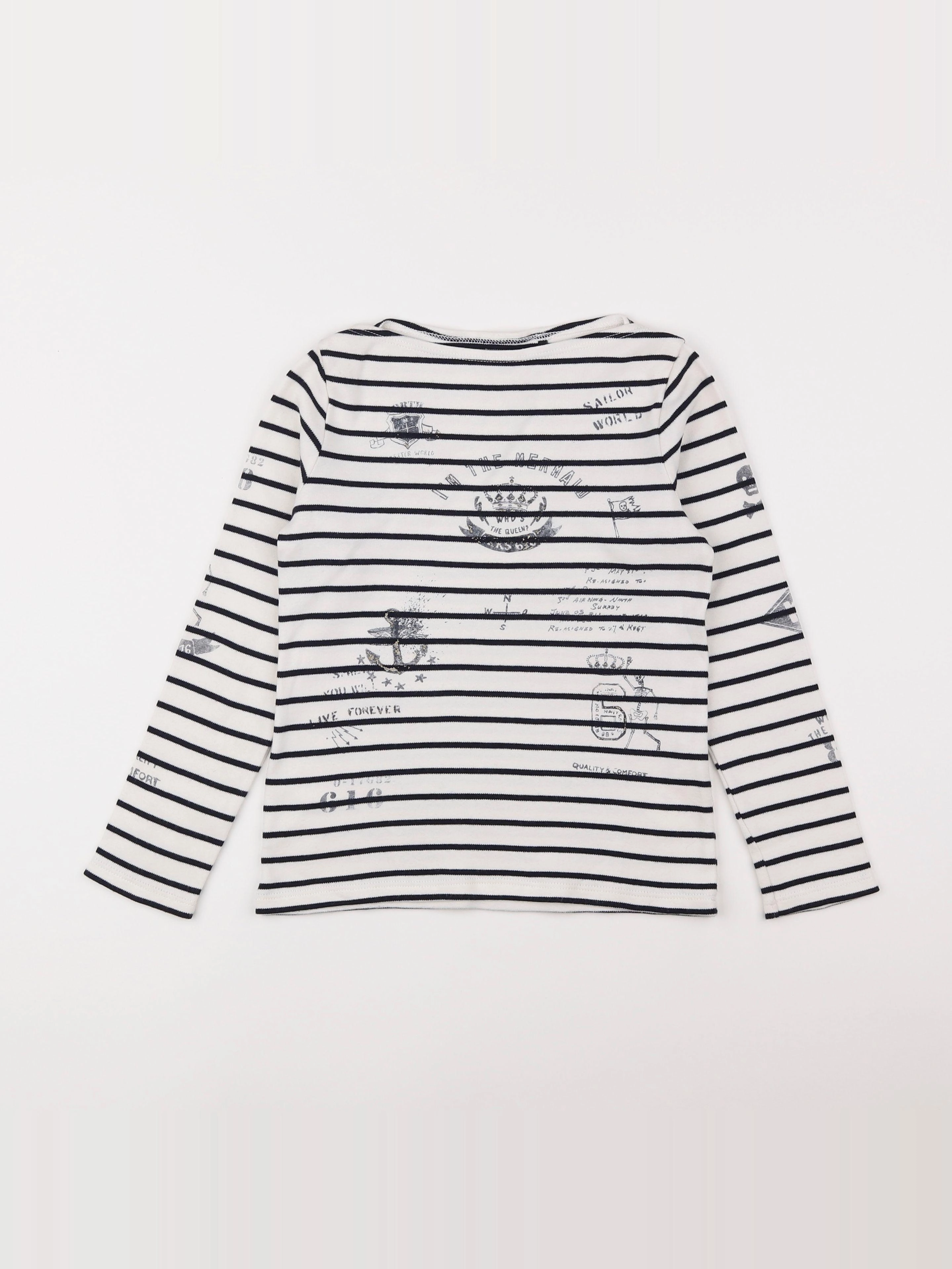 IKKS - tee-shirt blanc, bleu - 8 ans