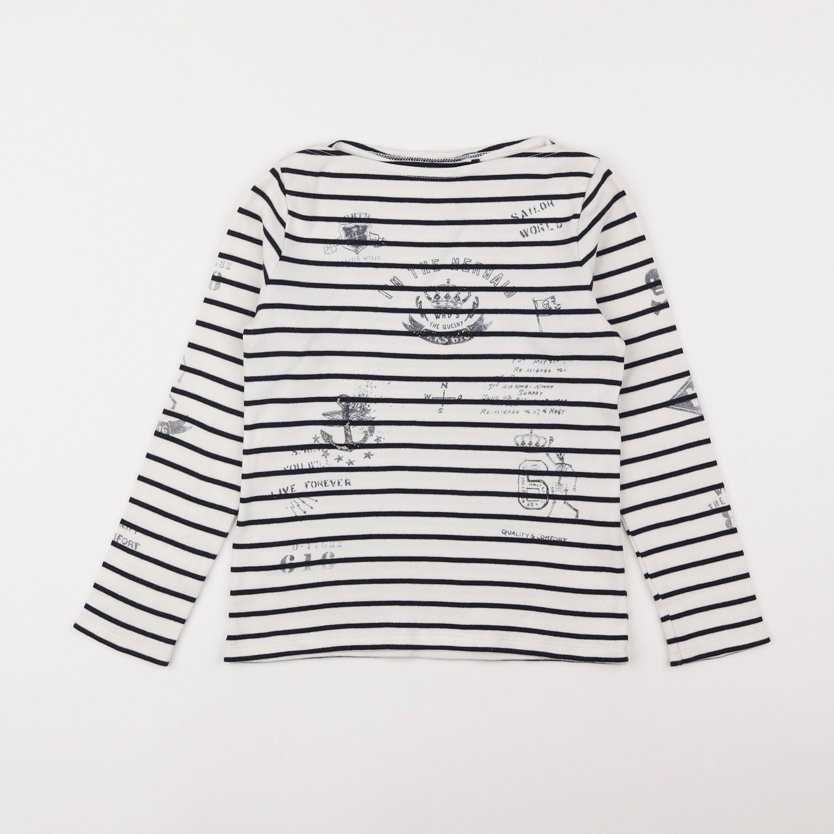 IKKS - tee-shirt blanc, bleu - 8 ans