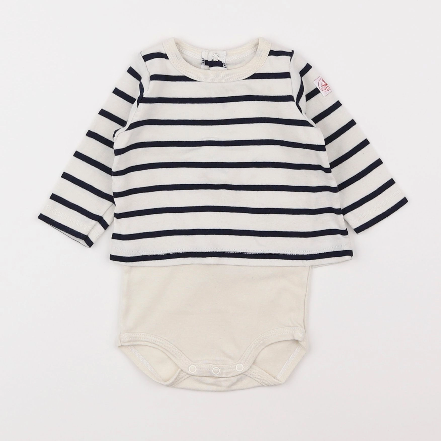 Petit Bateau - body tee-shirt beige, bleu - 3 mois