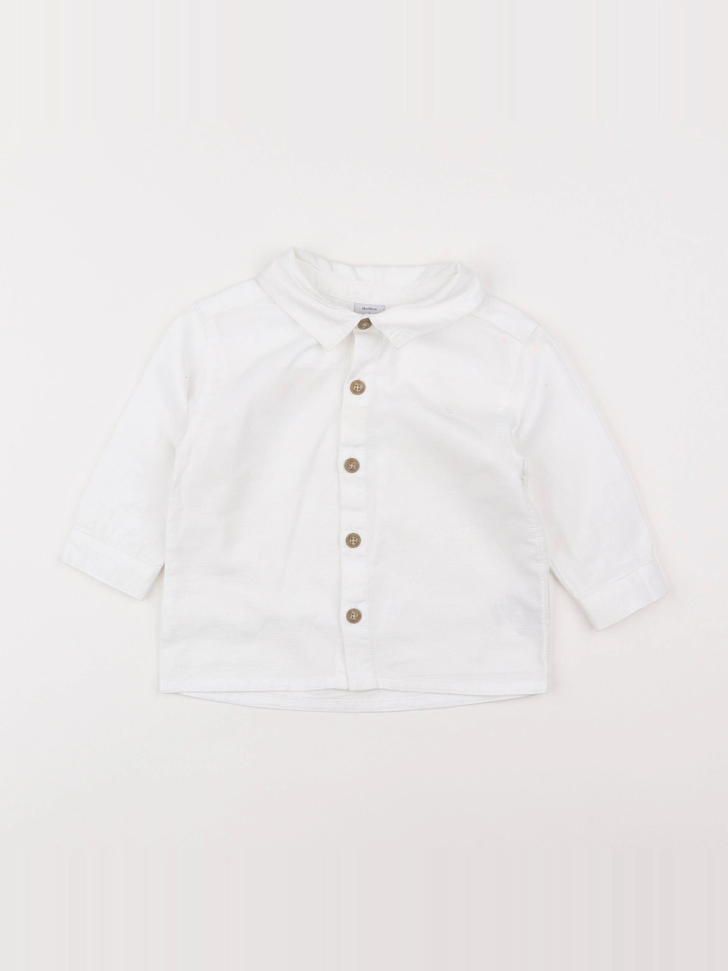 Petit Bateau - chemise blanc - 18 mois