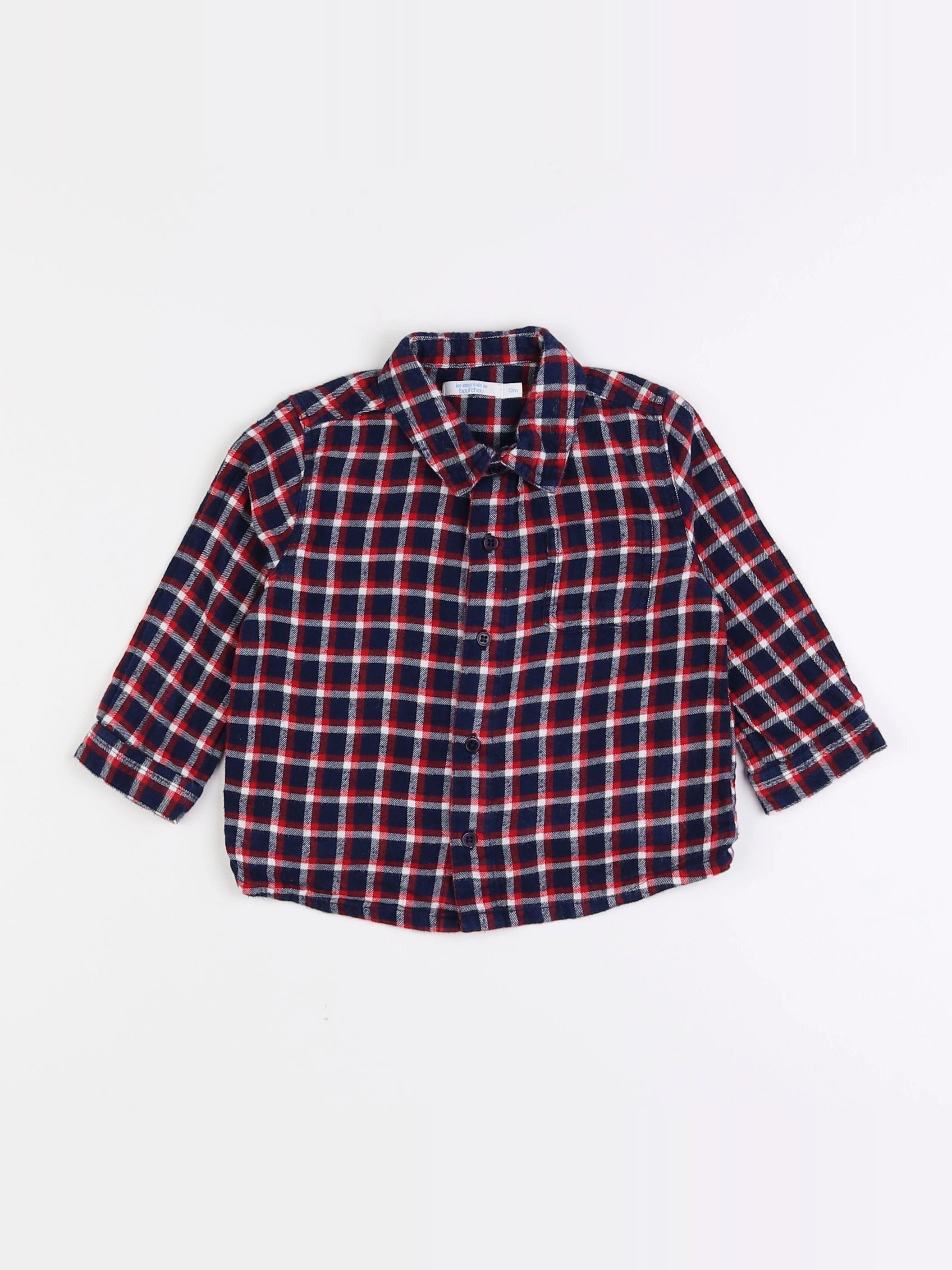 Boutchou - chemise bleu, rouge - 12 mois