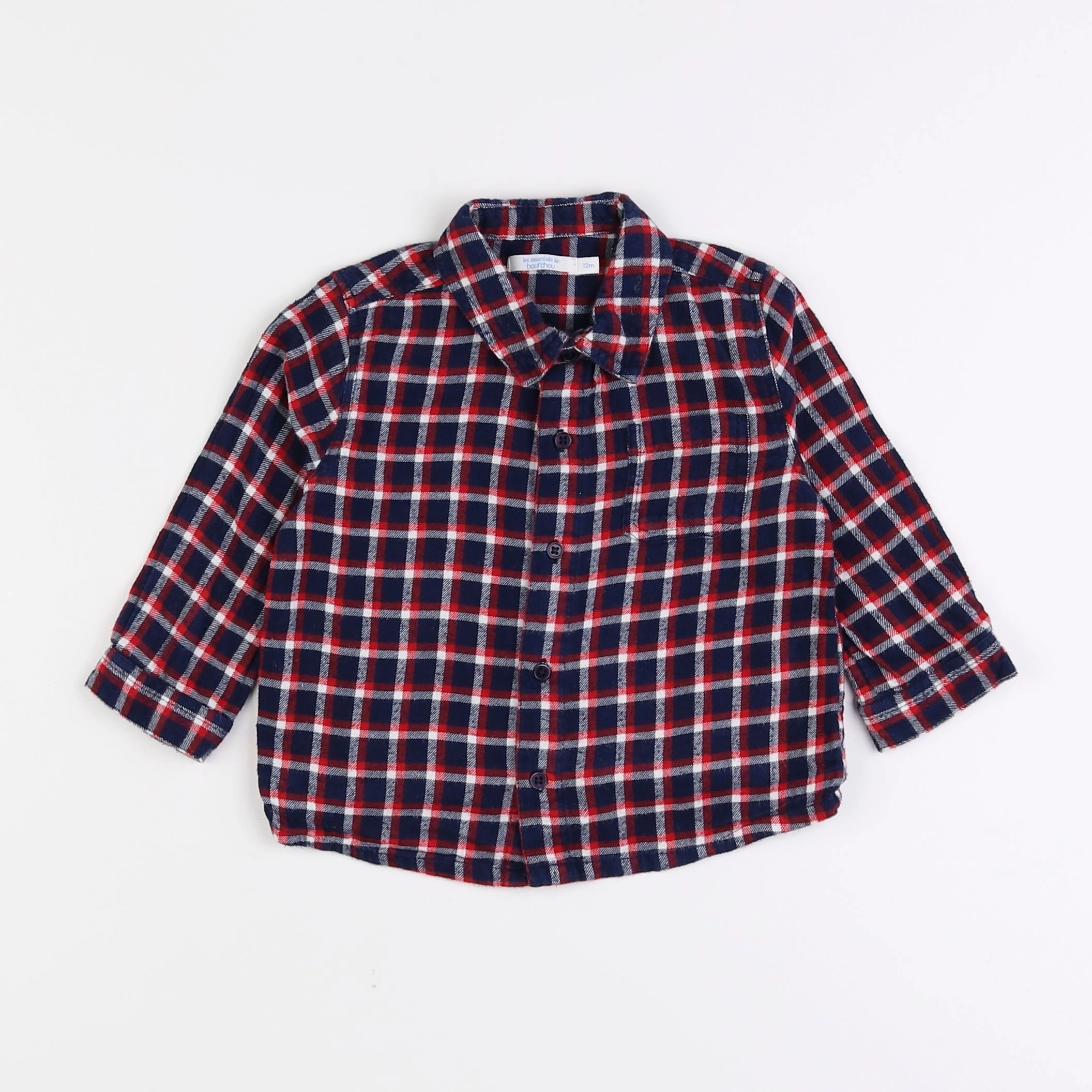 Boutchou - chemise bleu, rouge - 12 mois