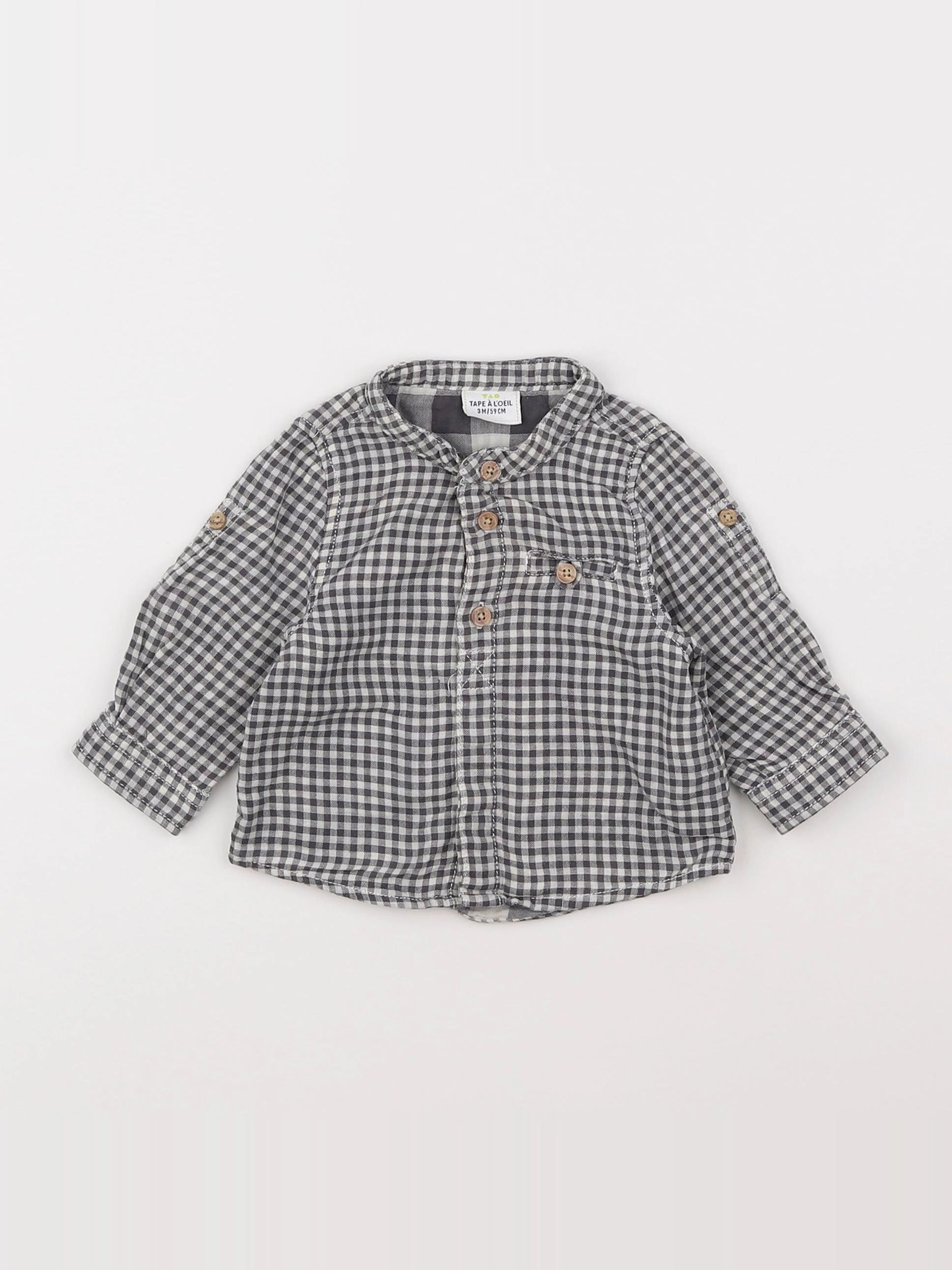 Tape à l'oeil - chemise blanc, gris - 3 mois