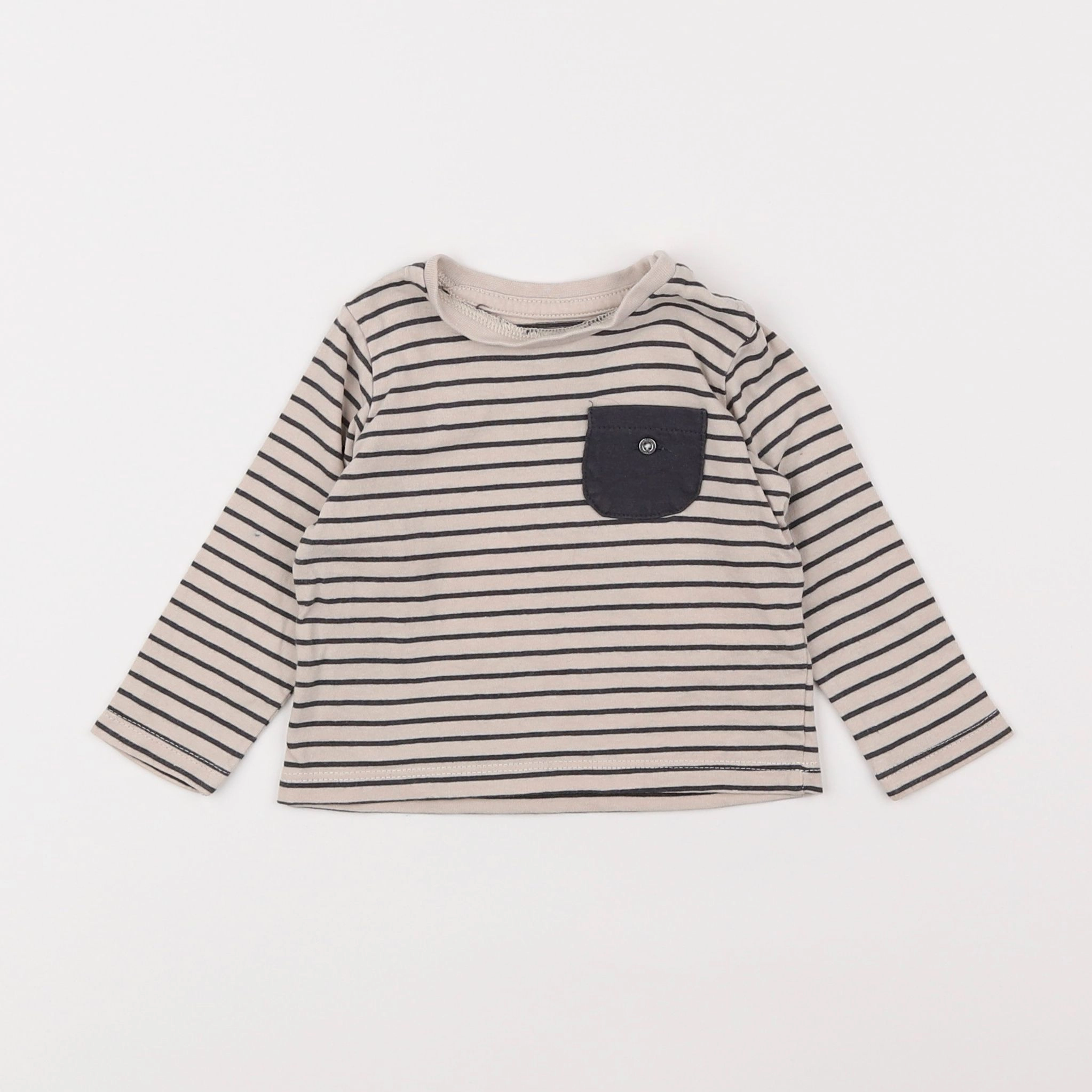 Vertbaudet - tee-shirt marron, gris - 6 mois