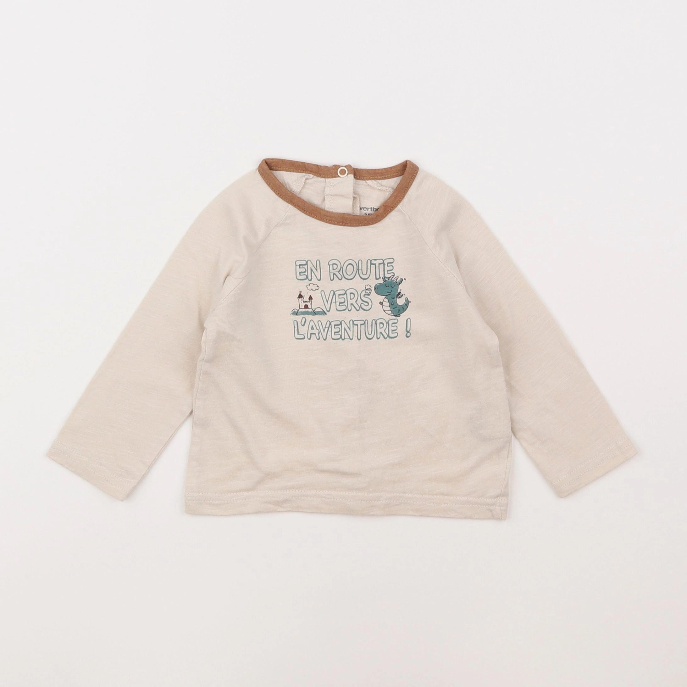 Vertbaudet - tee-shirt beige - 6 mois