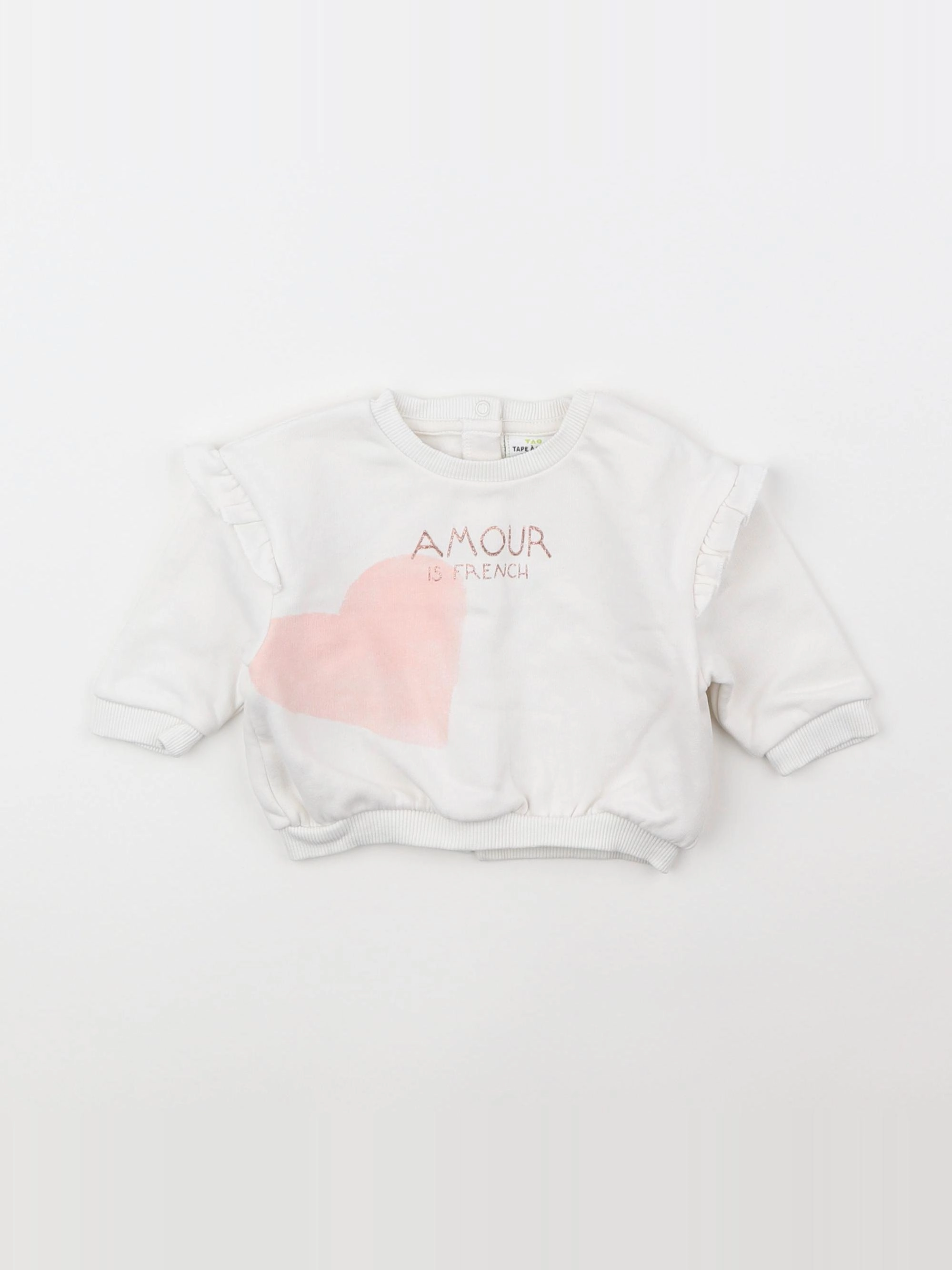 Tape à l'oeil - sweat blanc, rose - 3 mois