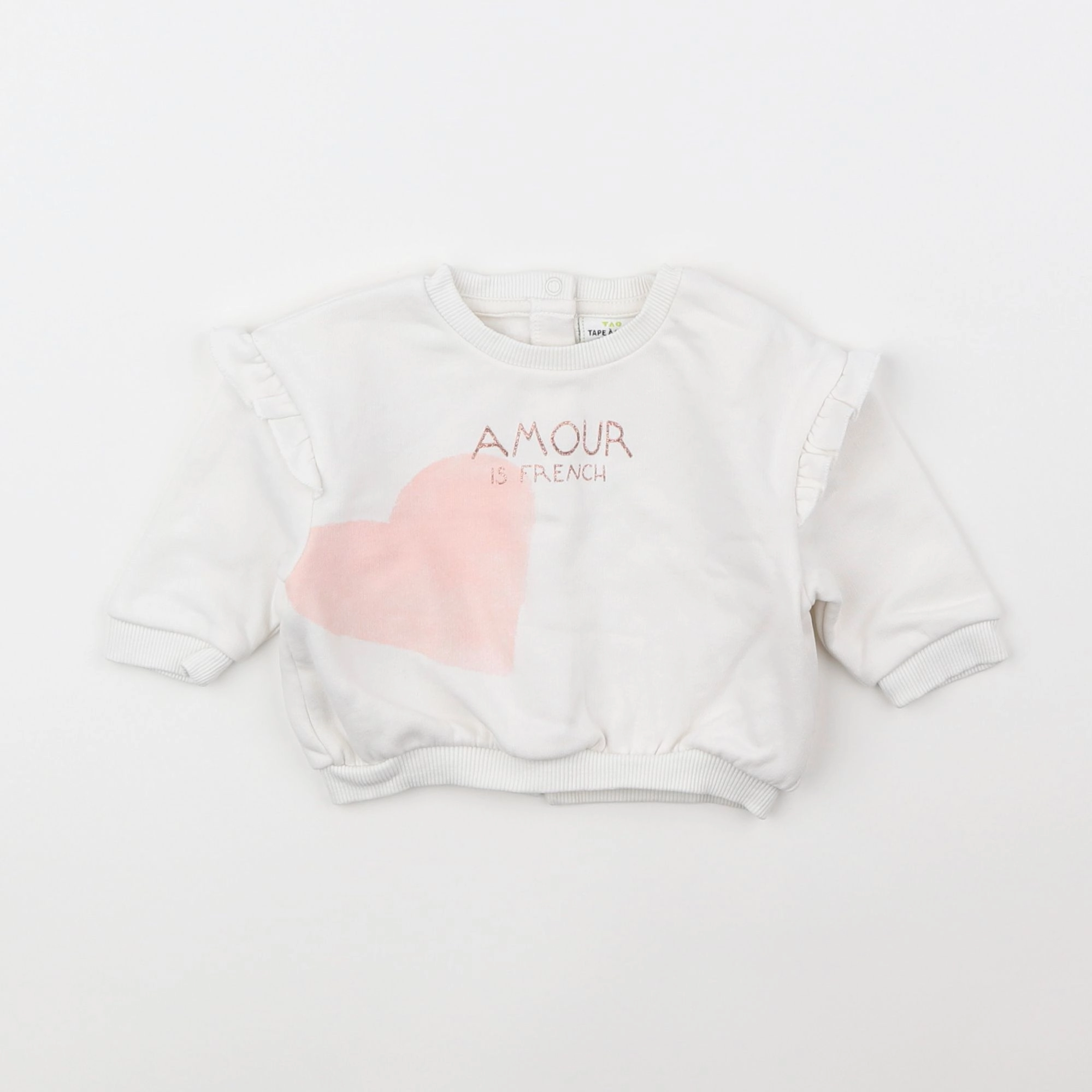 Tape à l'oeil - sweat blanc, rose - 3 mois