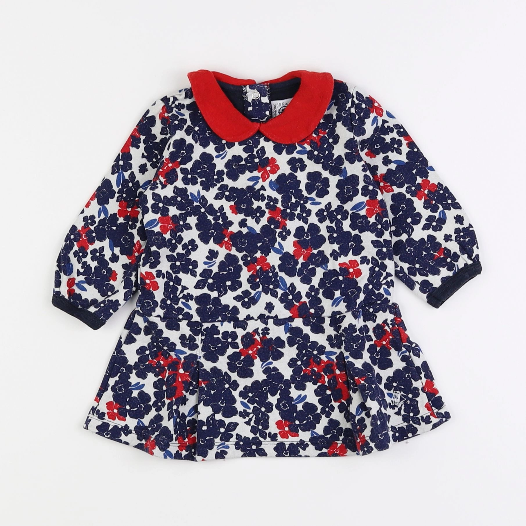 Petit Bateau - robe bleu, rouge - 6 mois