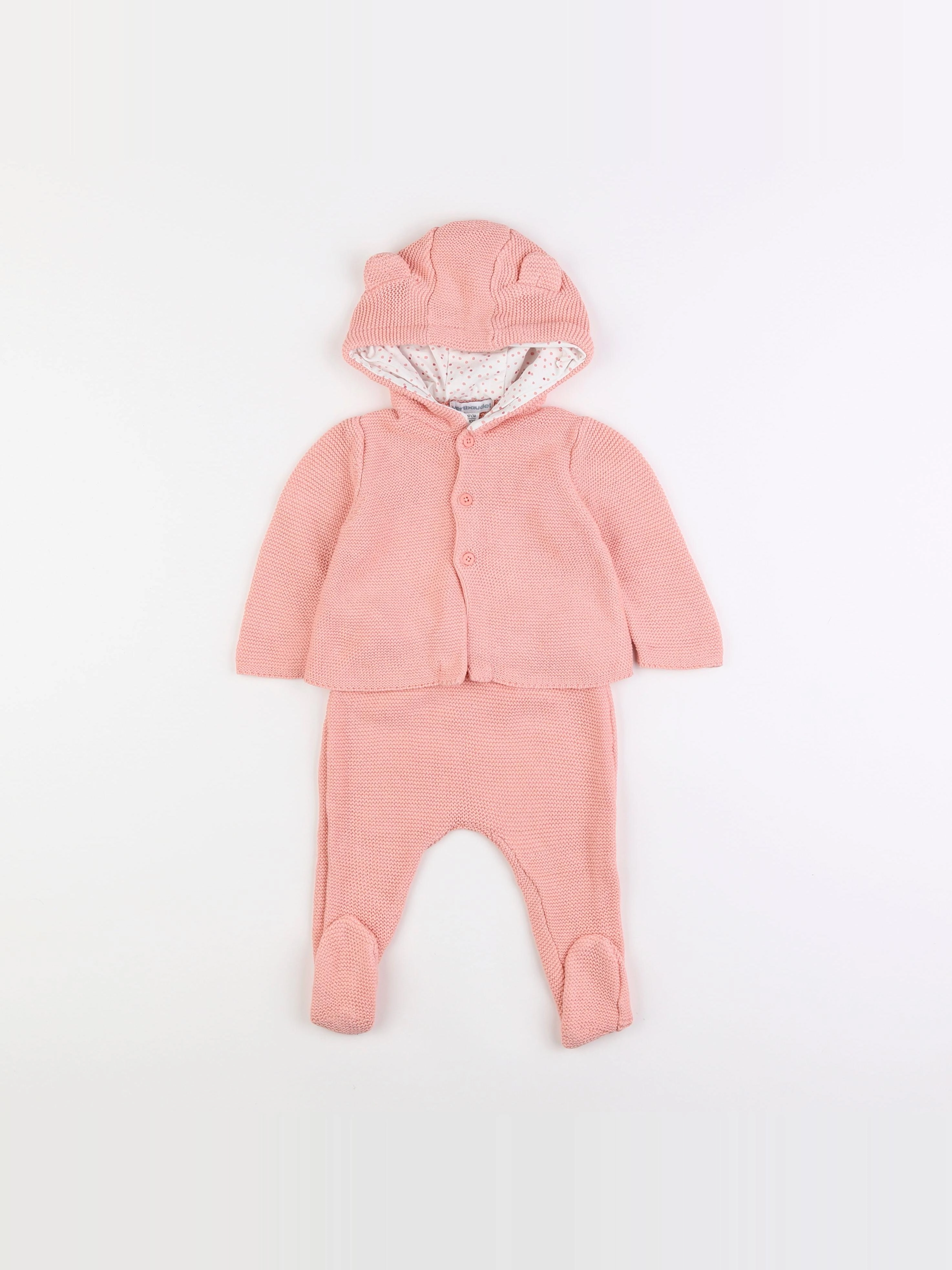 Vertbaudet - ensemble rose - 6 mois