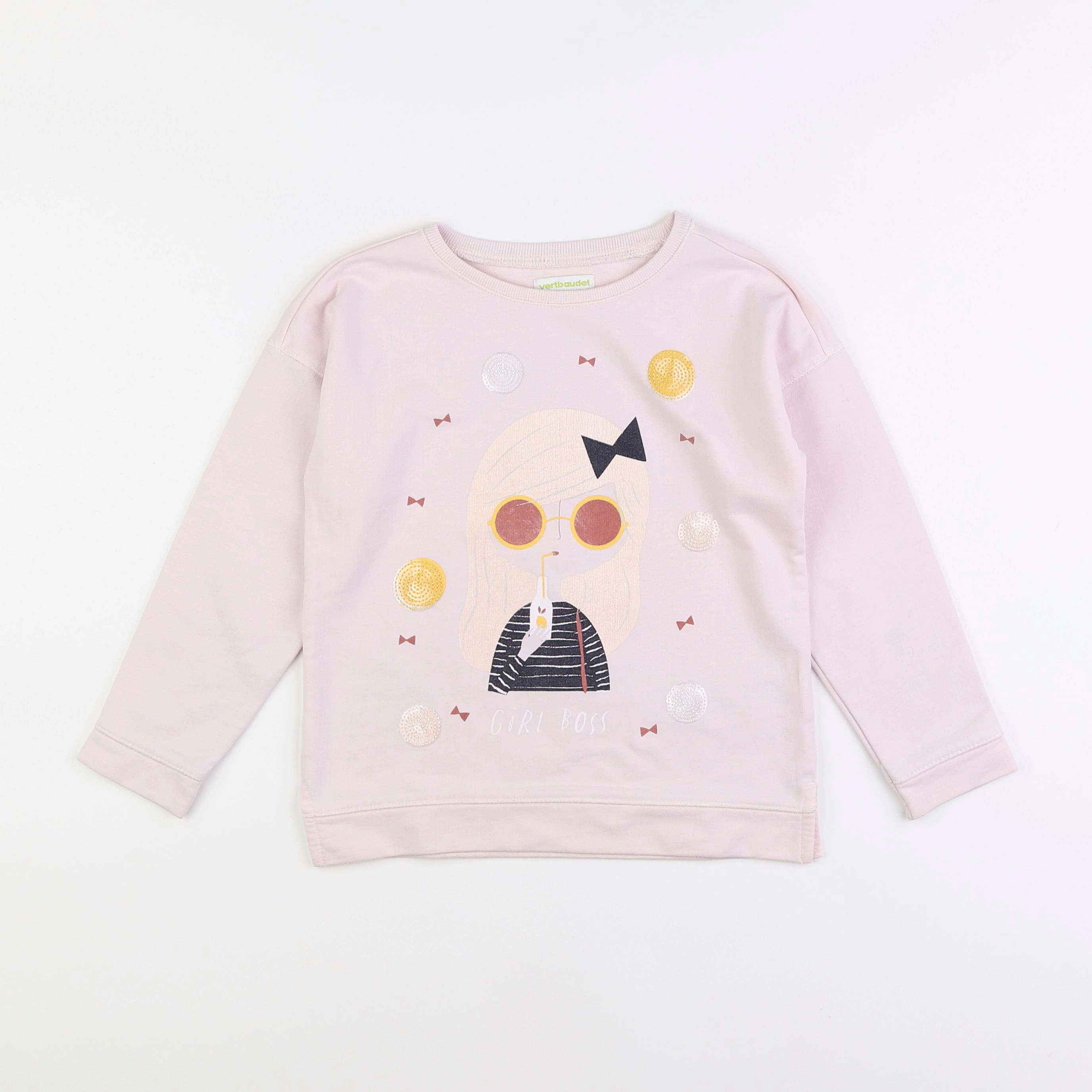 Vertbaudet - sweat rose - 6 ans