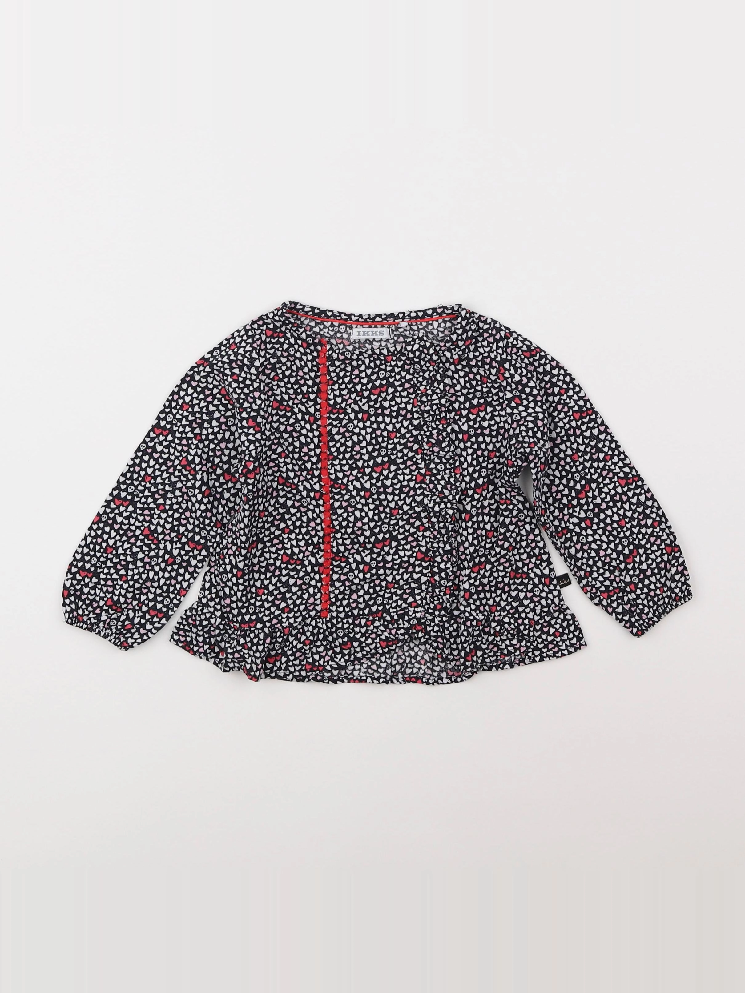 IKKS - blouse noir, rose - 18 mois